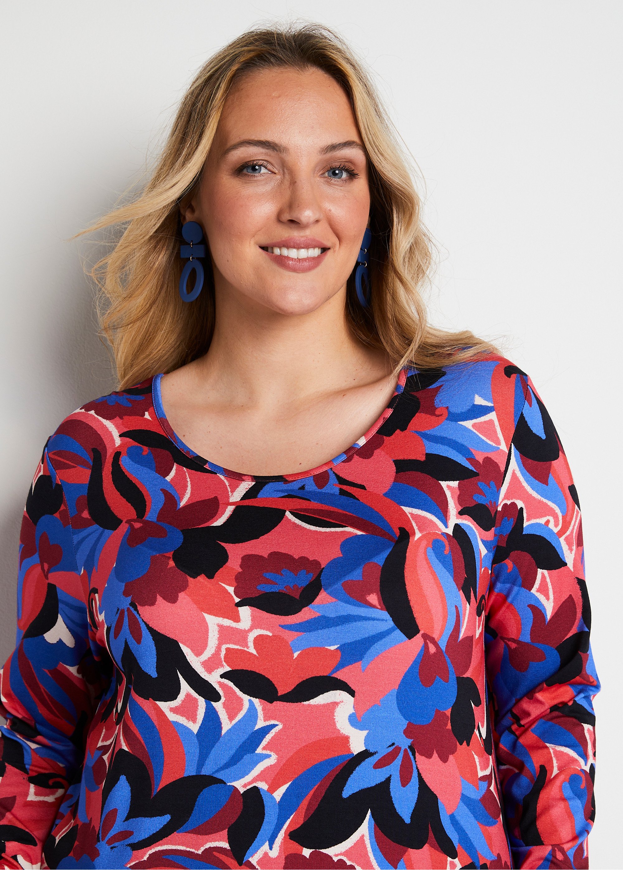 T-shirt droit manches longues imprimé