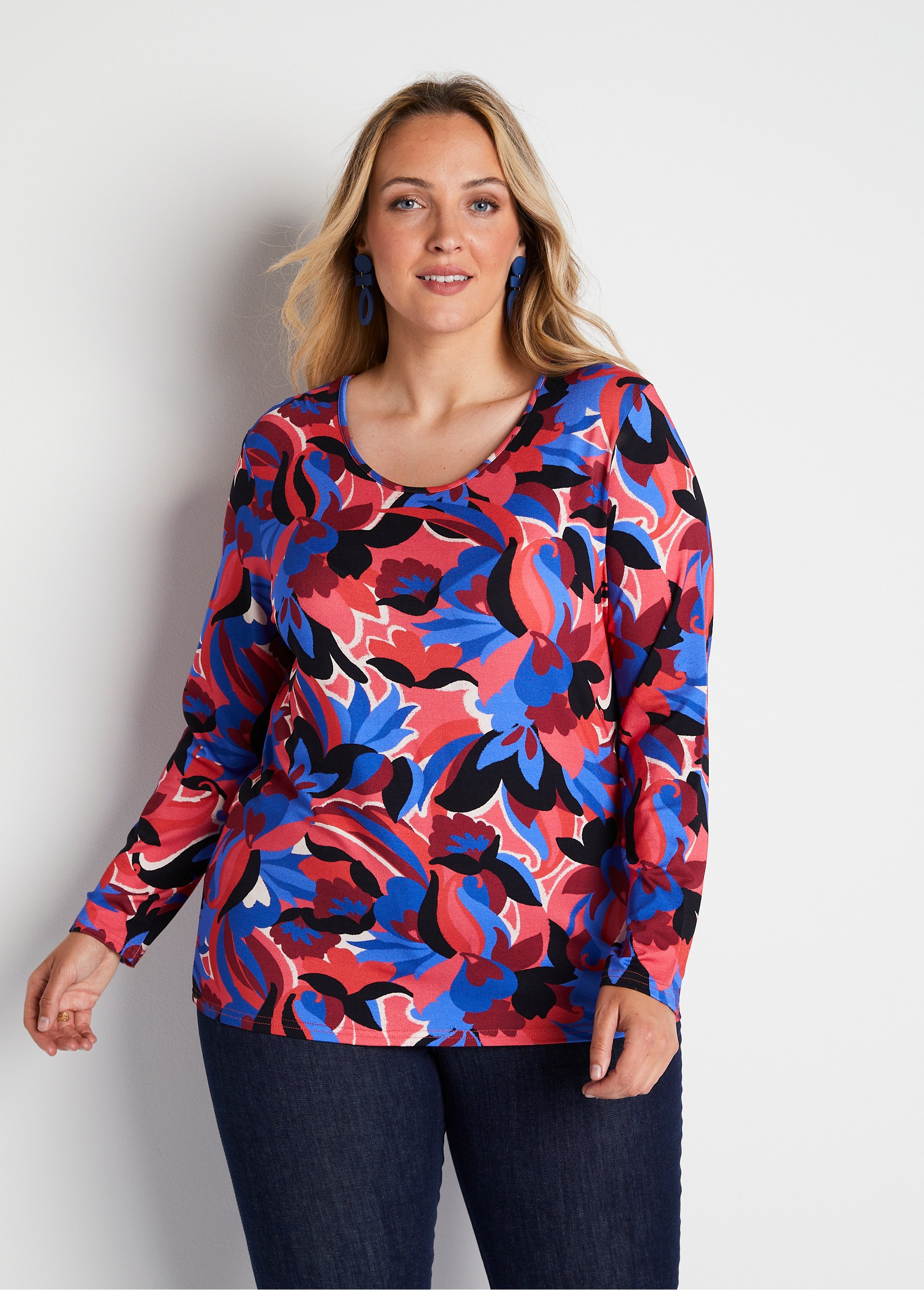 T-shirt droit manches longues imprimé