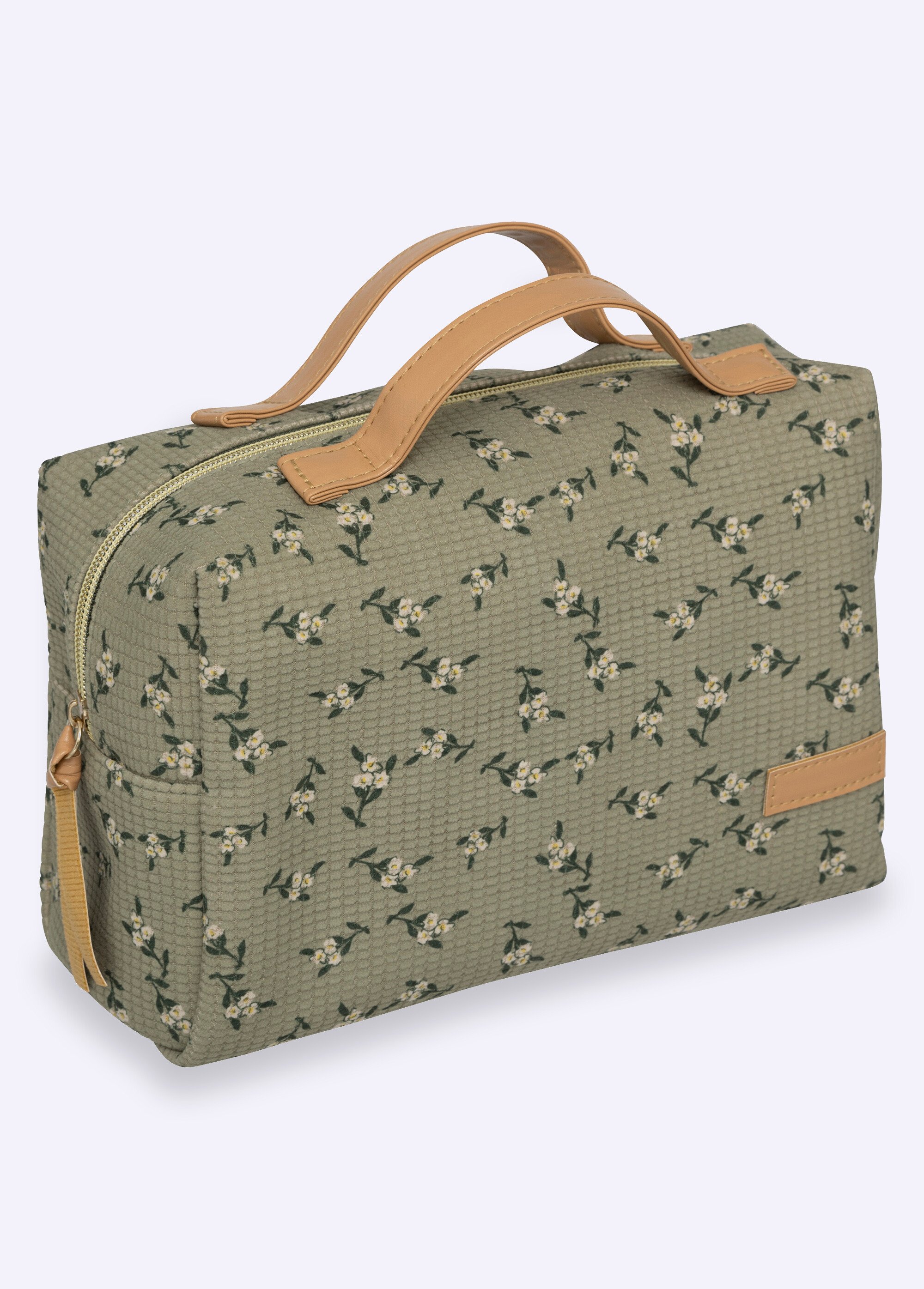 Trousse de toilette zippée fleurie Vert JJA-204927 FA1