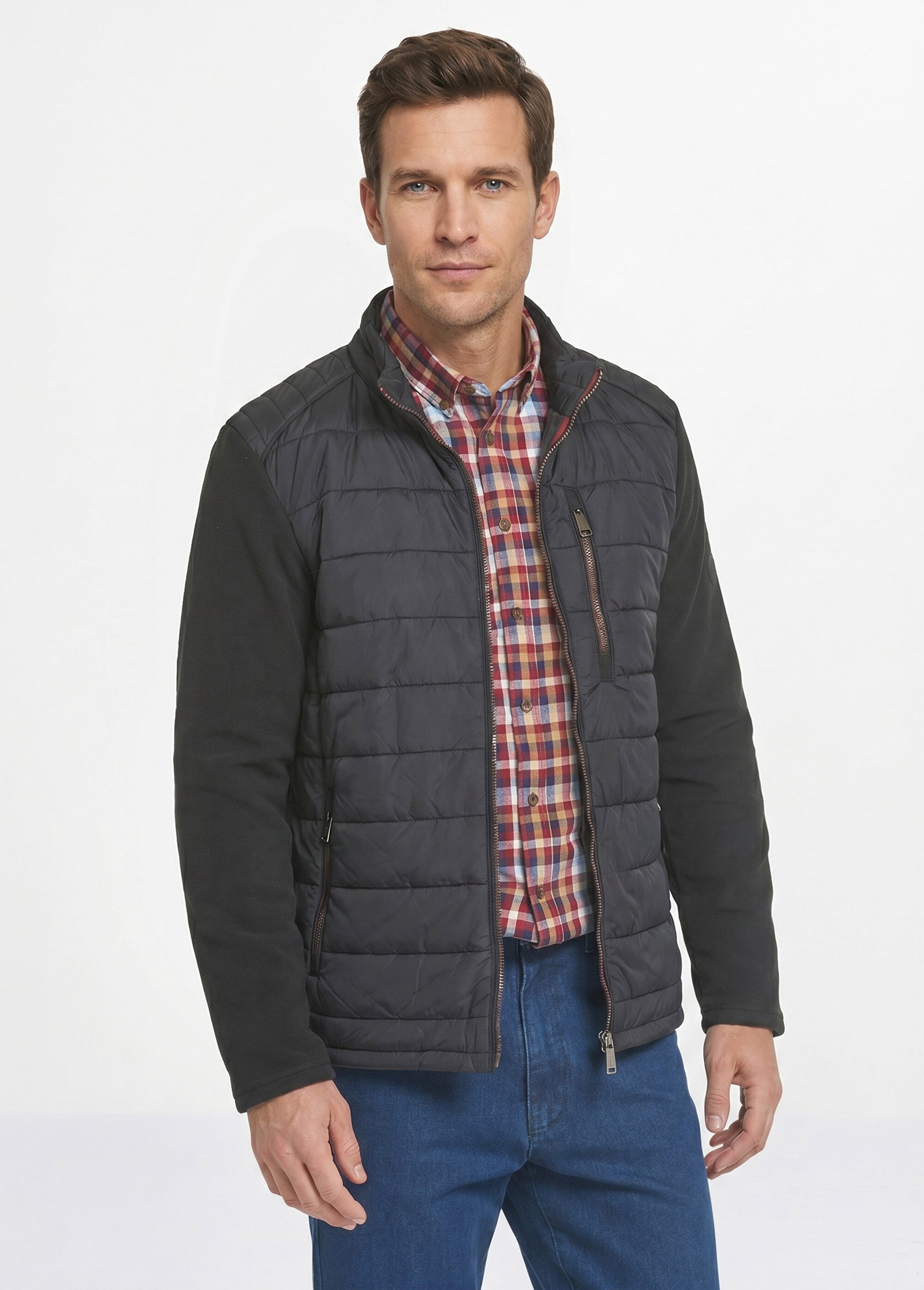 Veste matelassée zippée détails polaire Homme Noir AUL-DAIKIRI FA1
