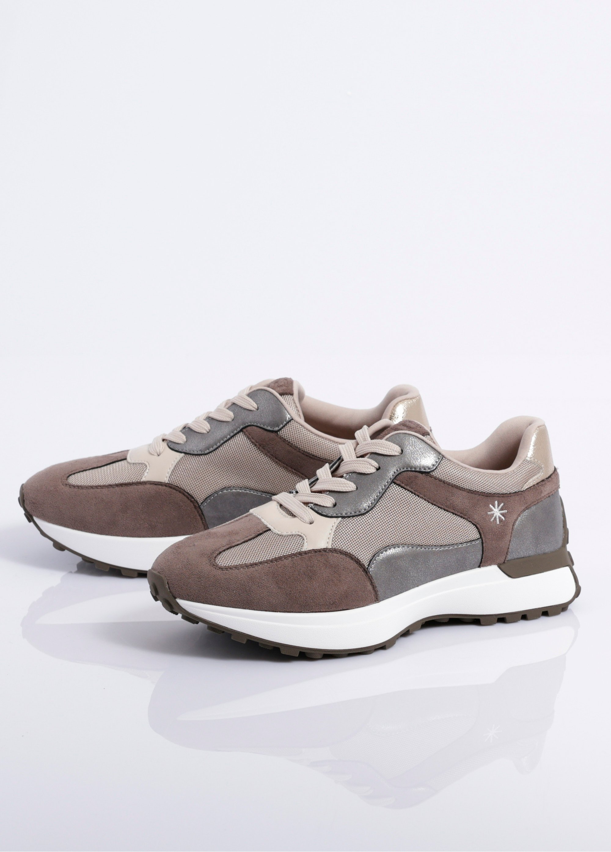 Baskets multimatières semelle compensée Femme Vert MYSKP5531 DE1