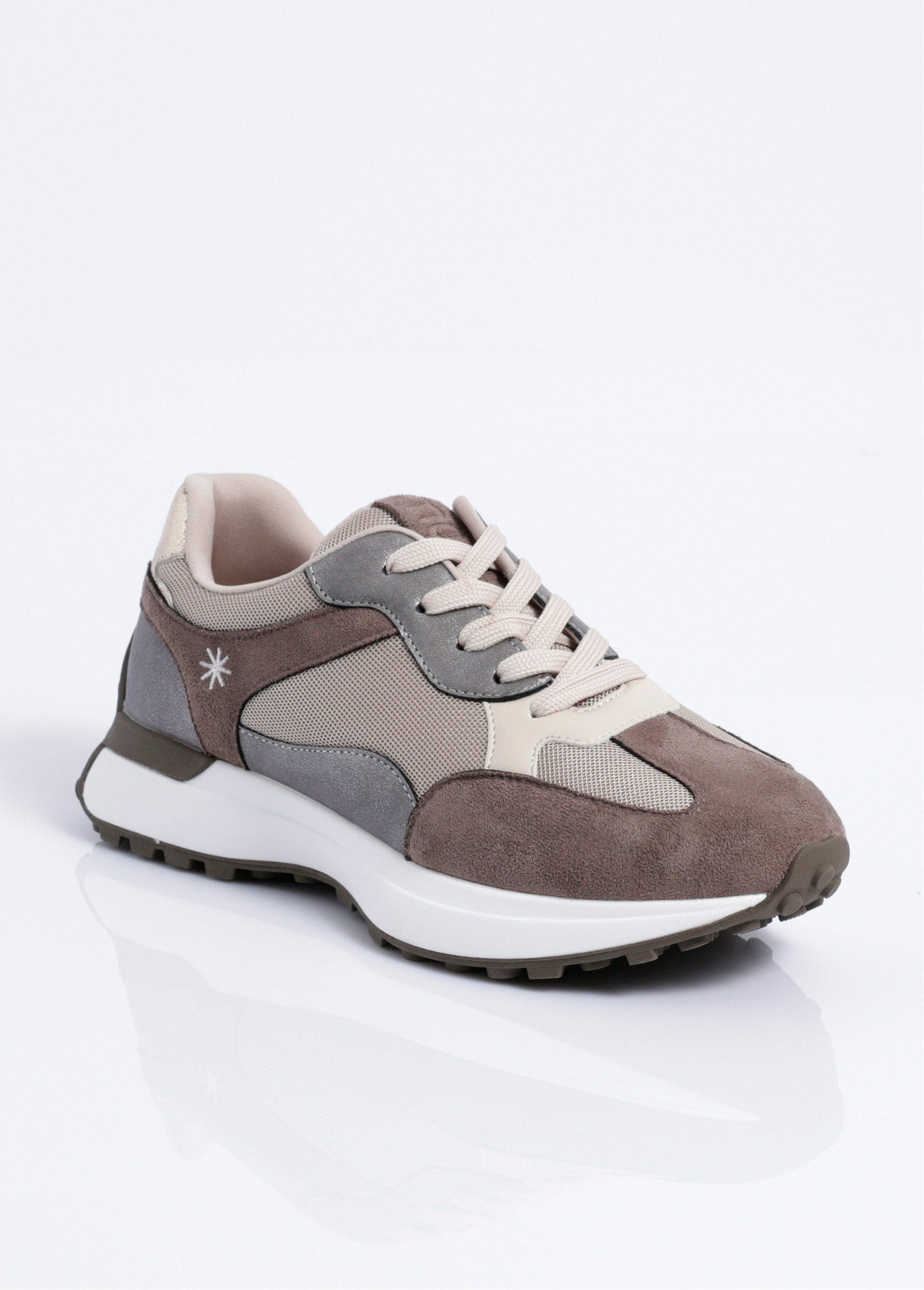 Baskets multimatières semelle compensée Femme Vert MYSKP5531 FA1