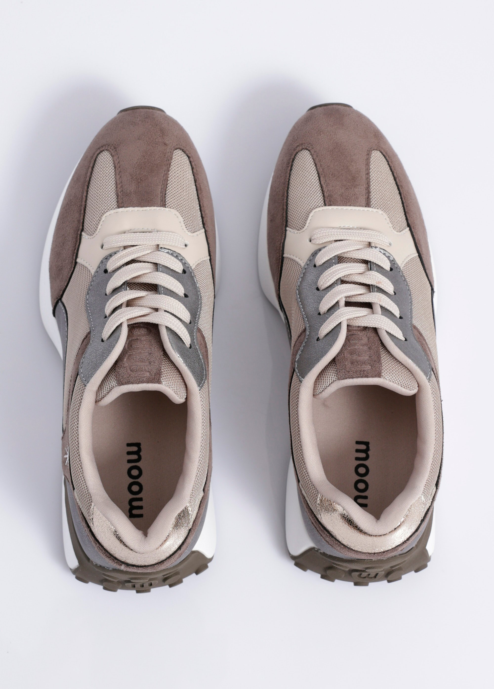 Baskets multimatières semelle compensée Femme Vert MYSKP5531 OV1