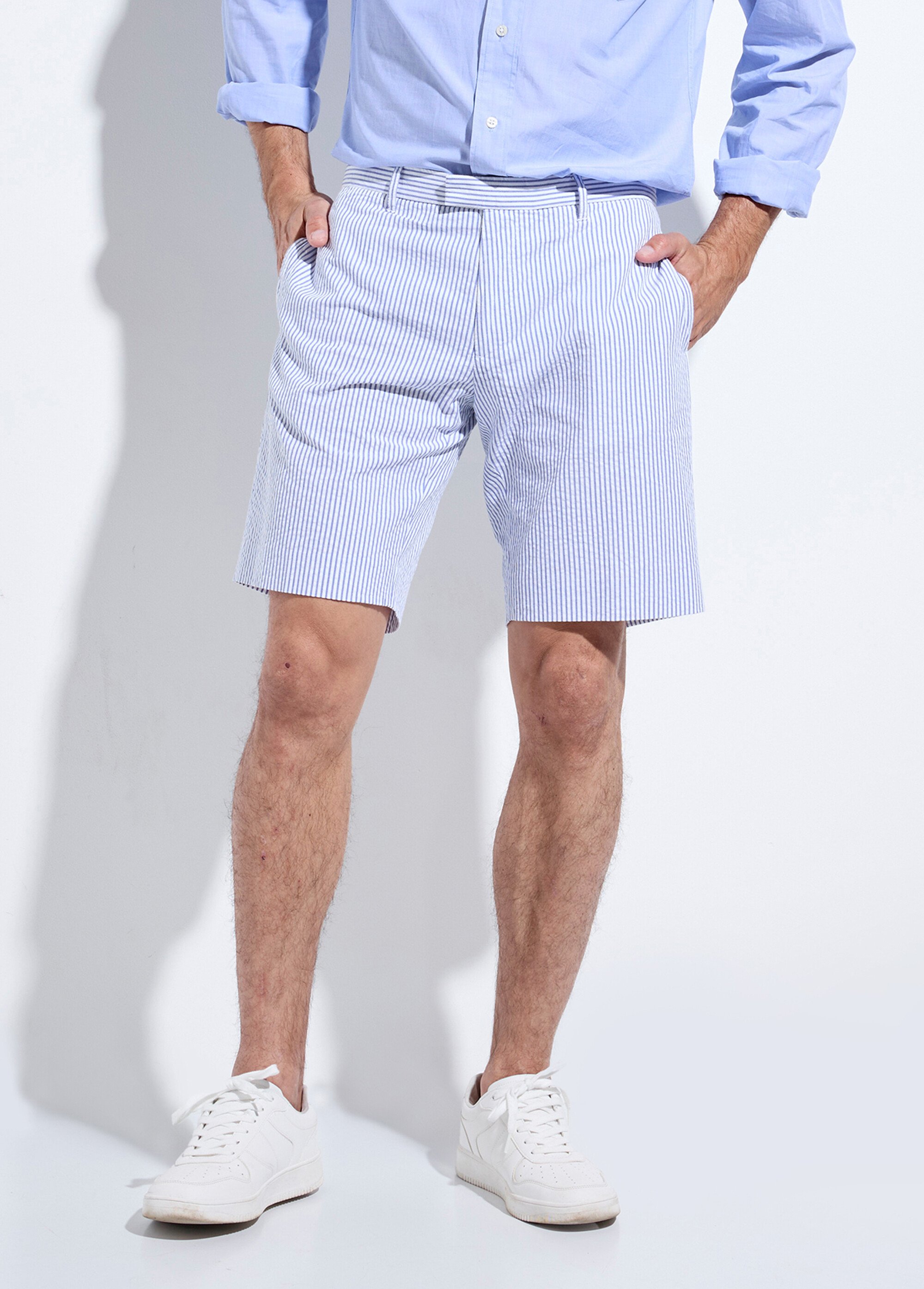 Bermuda rayures tennis seersucker coton