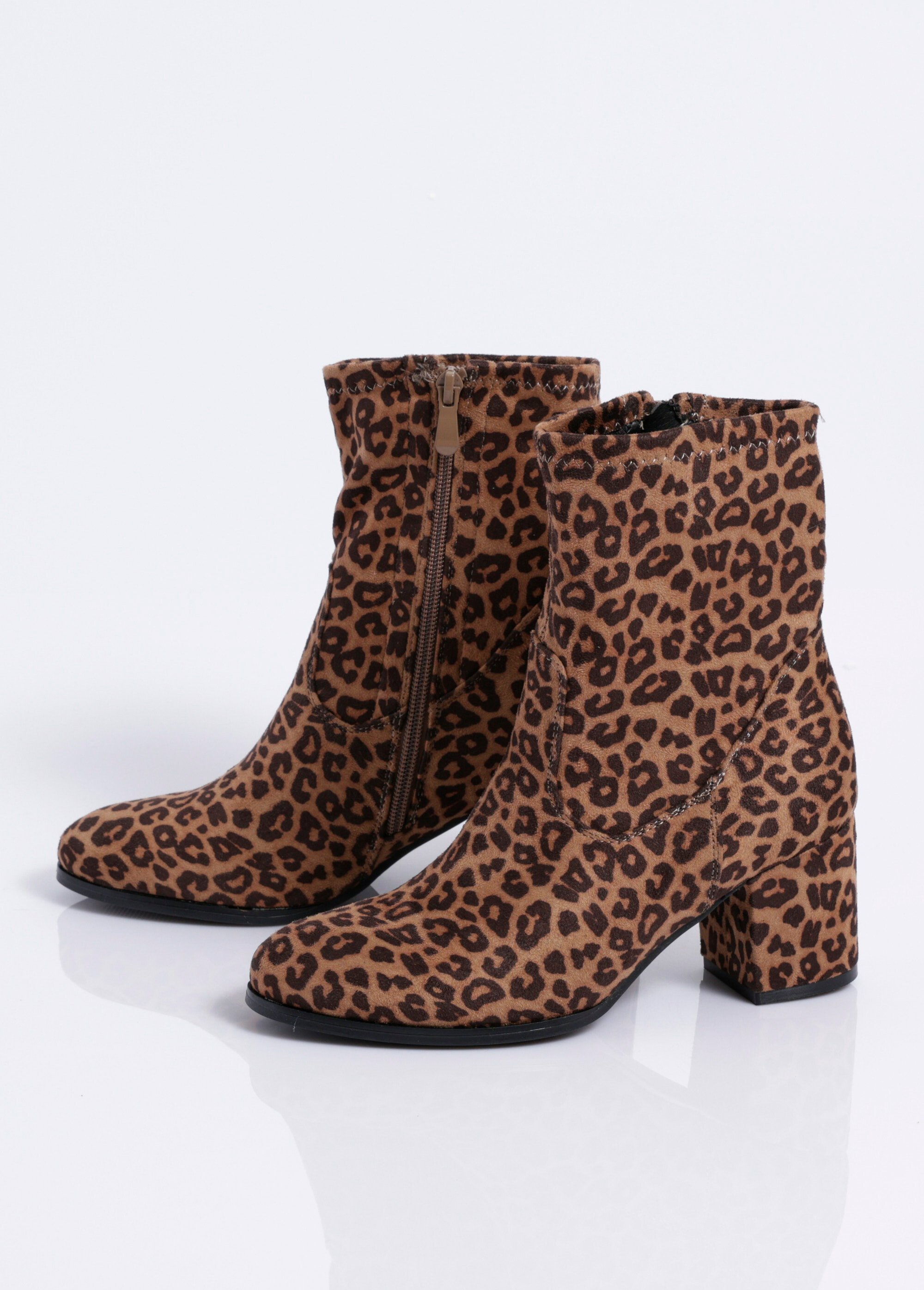 Boots en suédine léopard à talon haut Femme Noir MYSRA5508 DE1