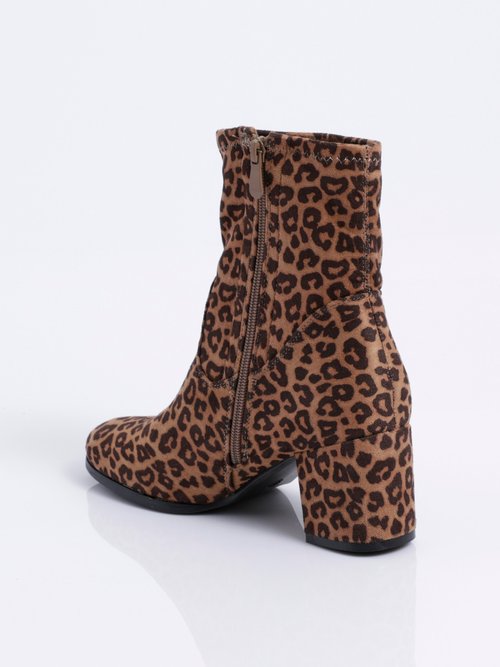 Boots en suédine léopard à talon haut Femme Noir MYSRA5508 DO1