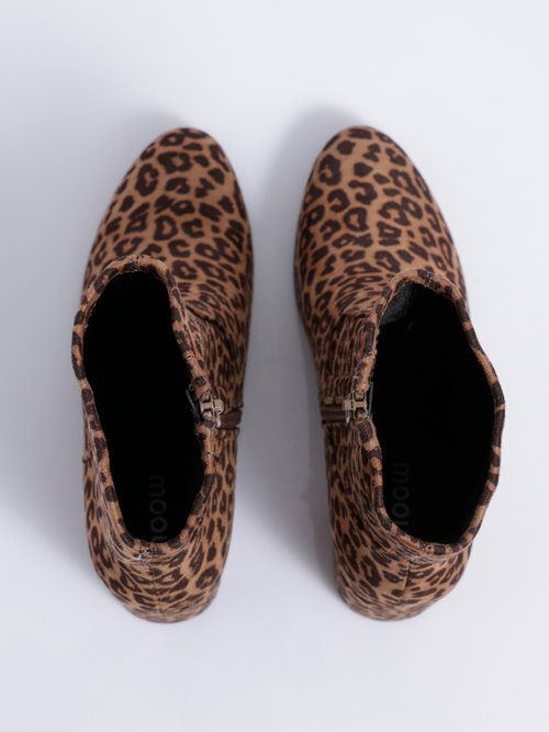 Boots en suédine léopard à talon haut Femme Noir MYSRA5508 OV1