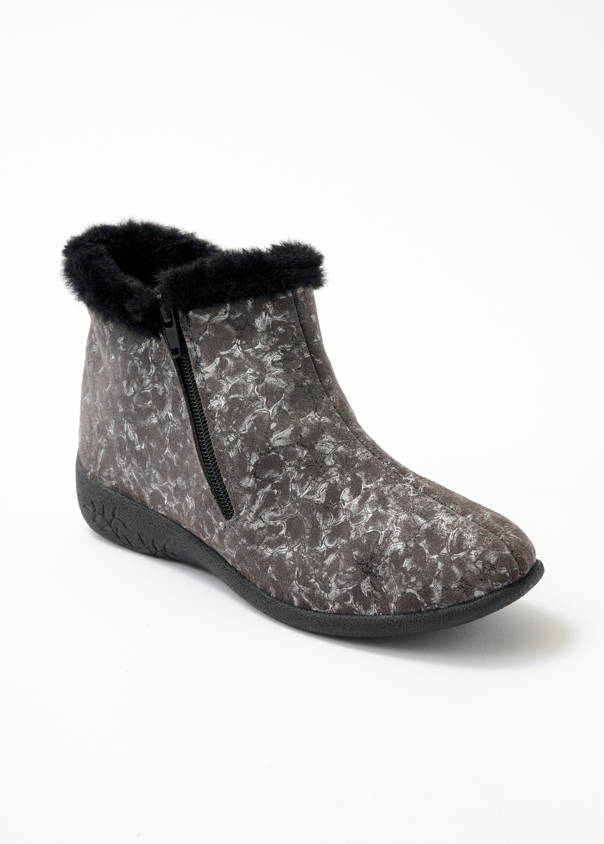 Boots largeur confort zippées cuir imprimé
