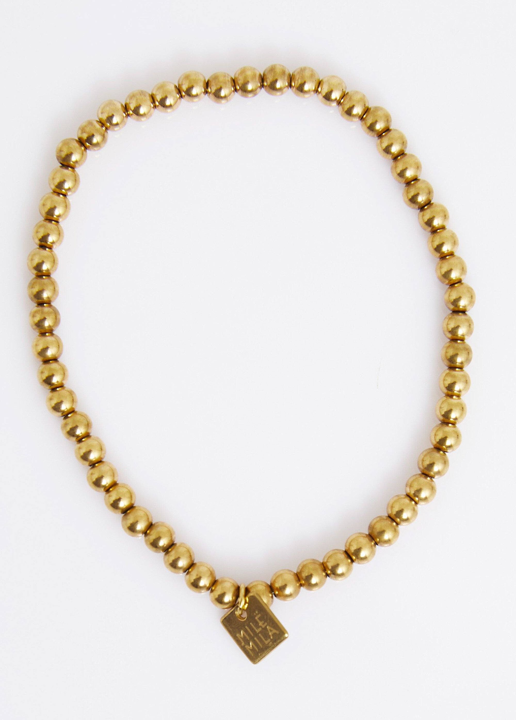 Bracelet élastique perles boules, acier