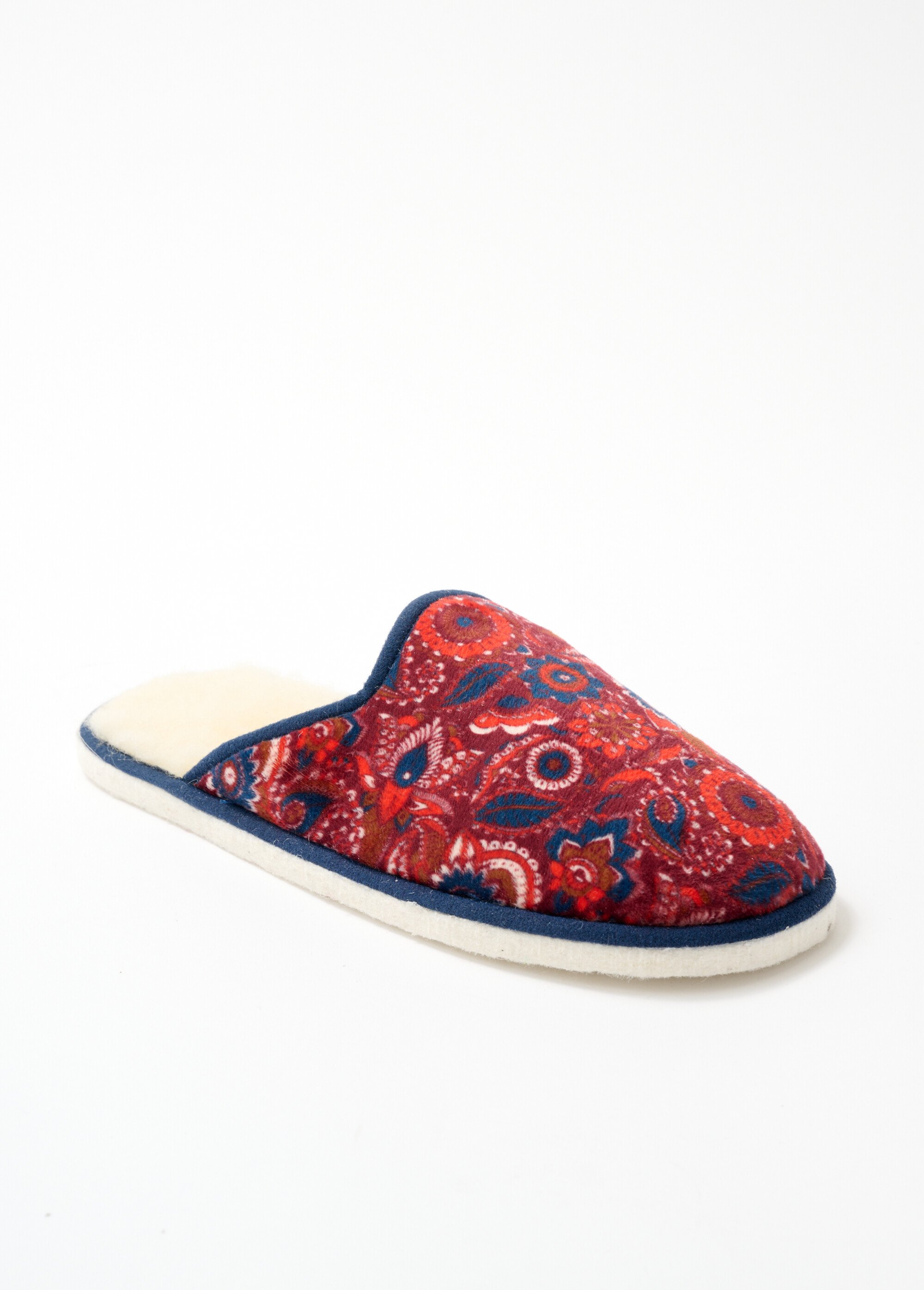 Chausson mule largeur confort fourré laine Femme Rouge OXAMIDE FA1