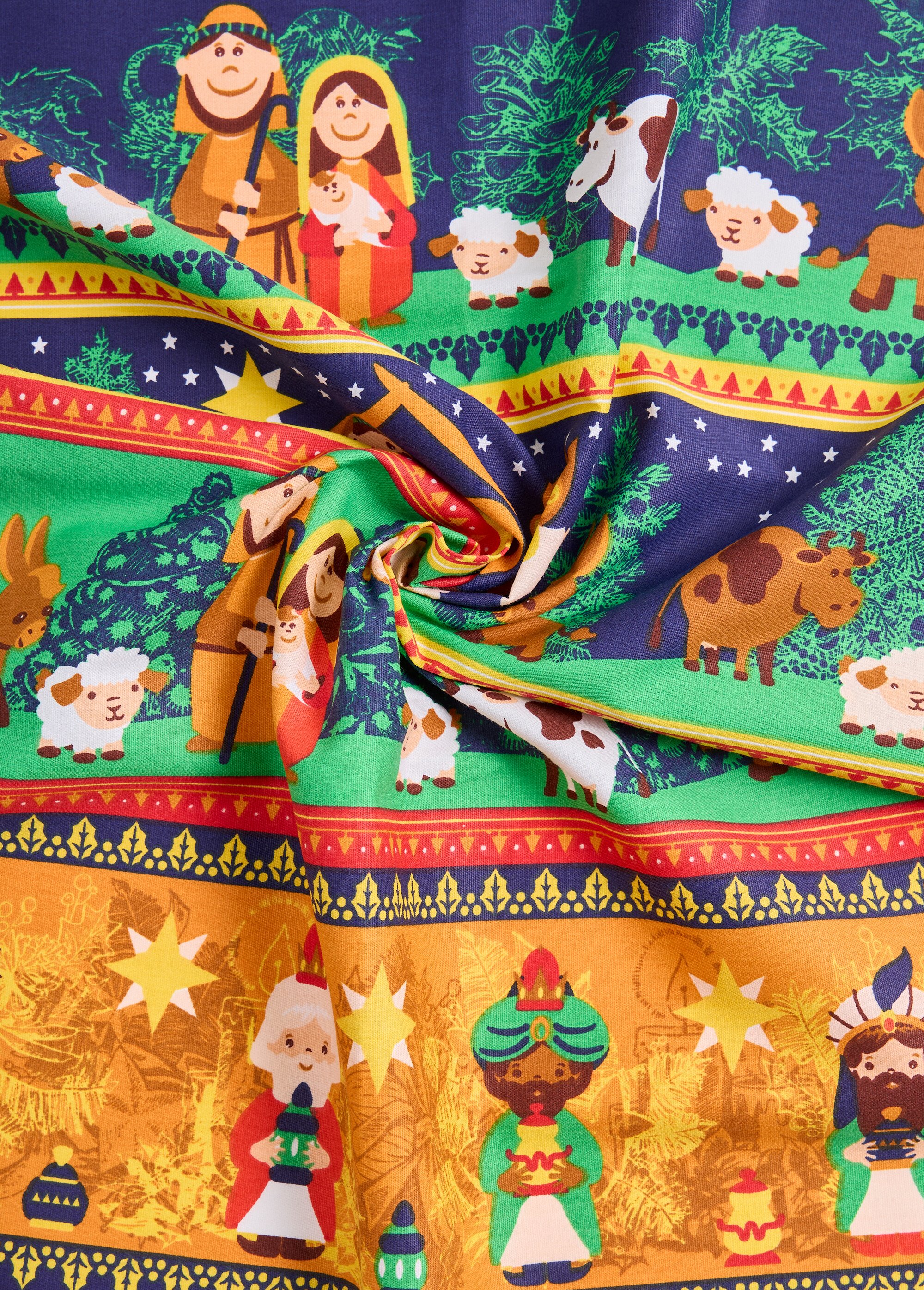 Coupon tissu crèche de Noël 0,5m x 1,45m