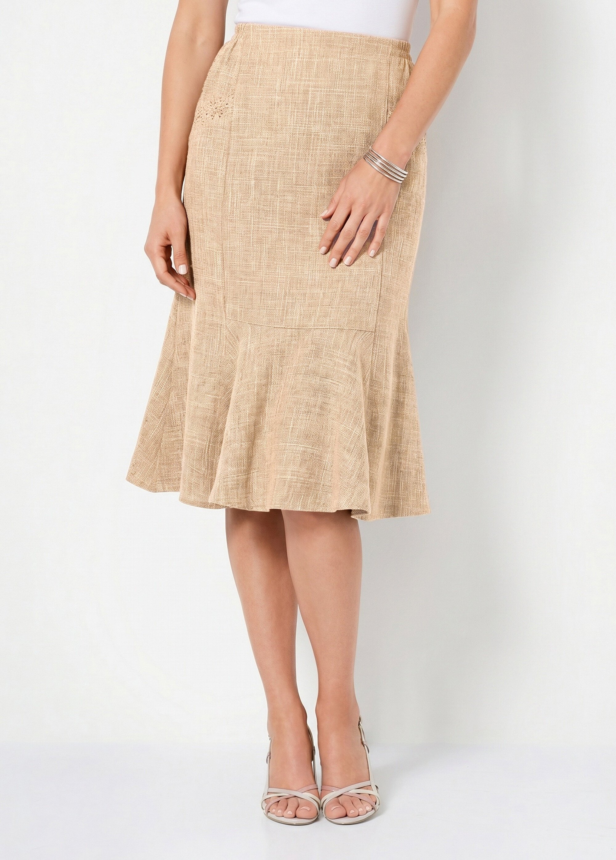 Jupe évasée ceinture élastiquée Femme Beige LUCETTE FA1