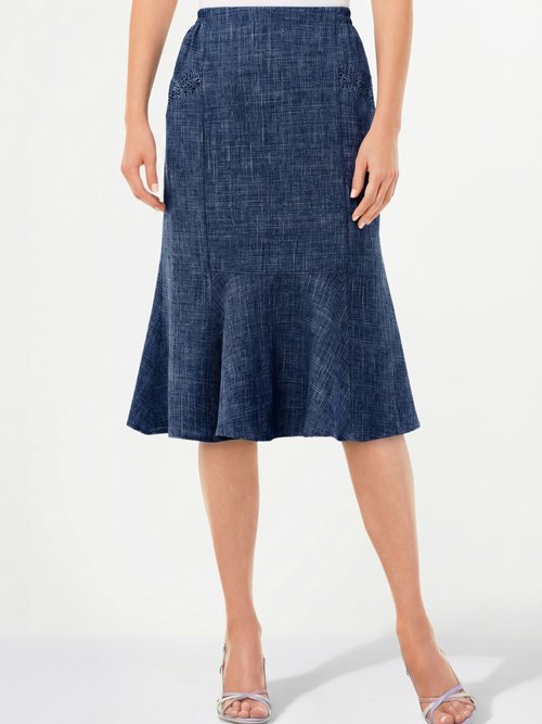 Jupe évasée ceinture élastiquée Femme Bleu LUCETTE FA1