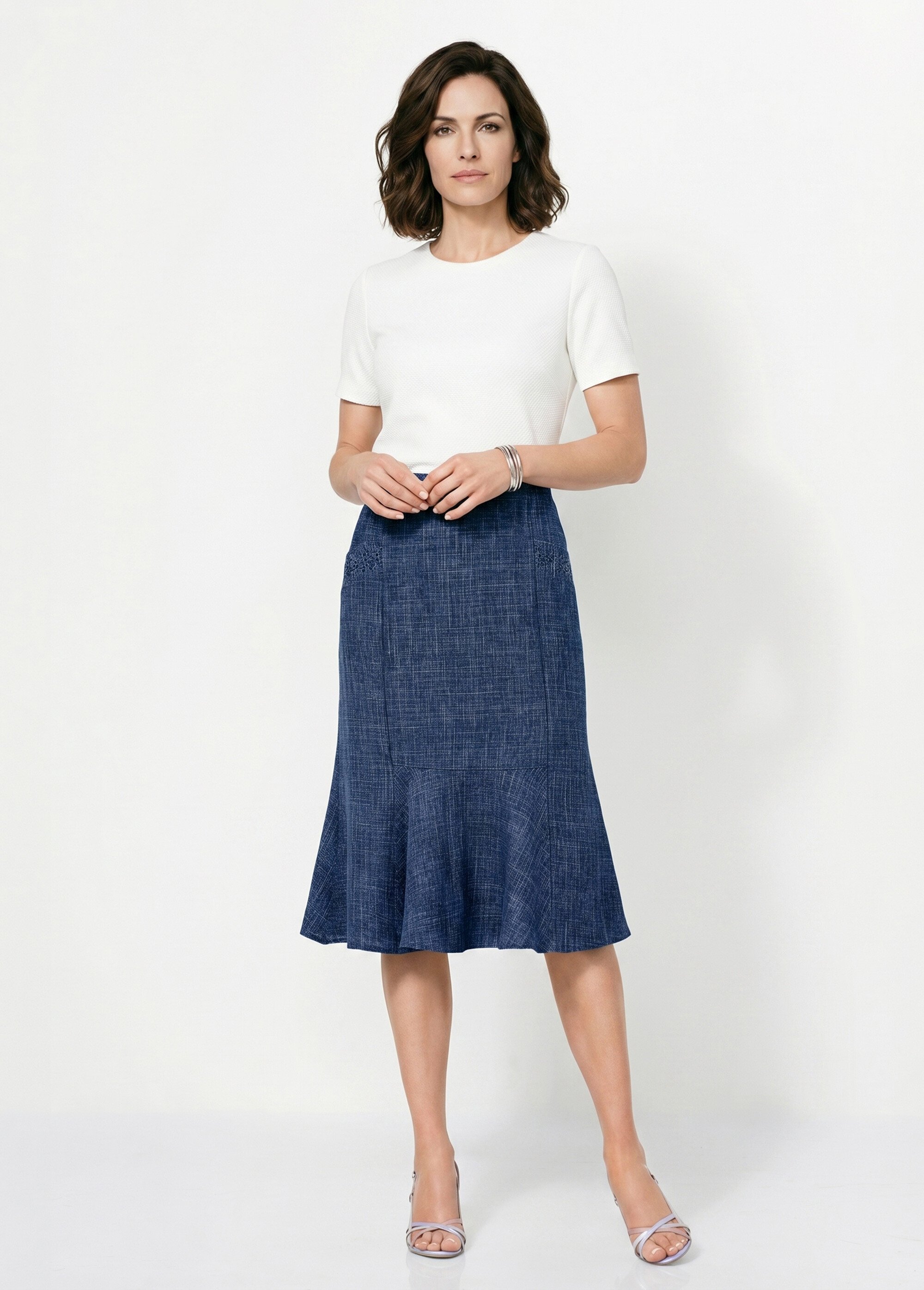 Jupe évasée ceinture élastiquée Femme Bleu LUCETTE SI1