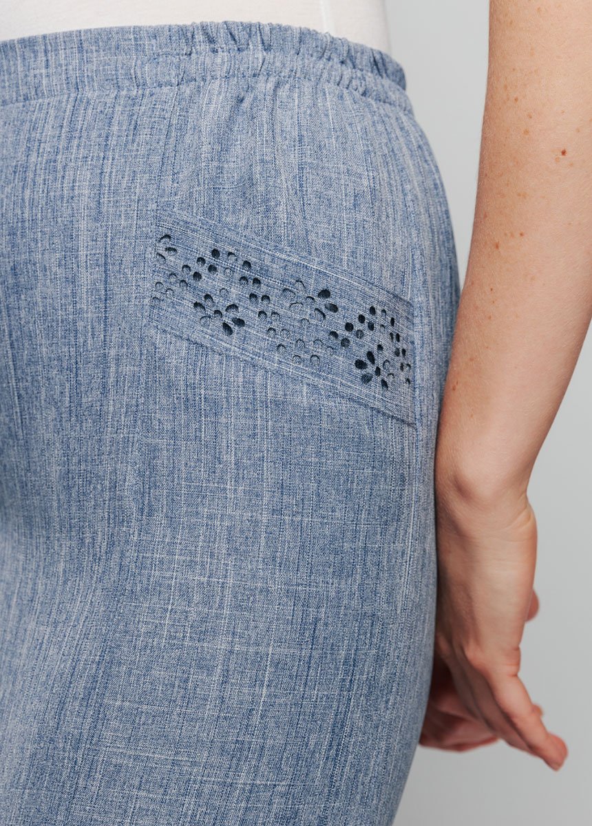Jupe évasée ceinture élastiquée Femme Bleu LUCETTE DE1