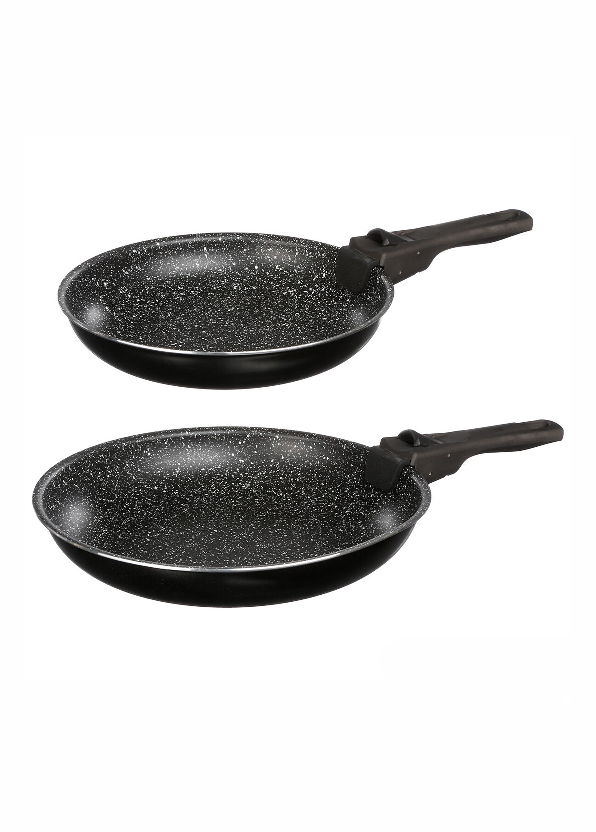 Lot 2 poêles alu 24/28cm + poignée amovible Noir JJA-135111 FA1