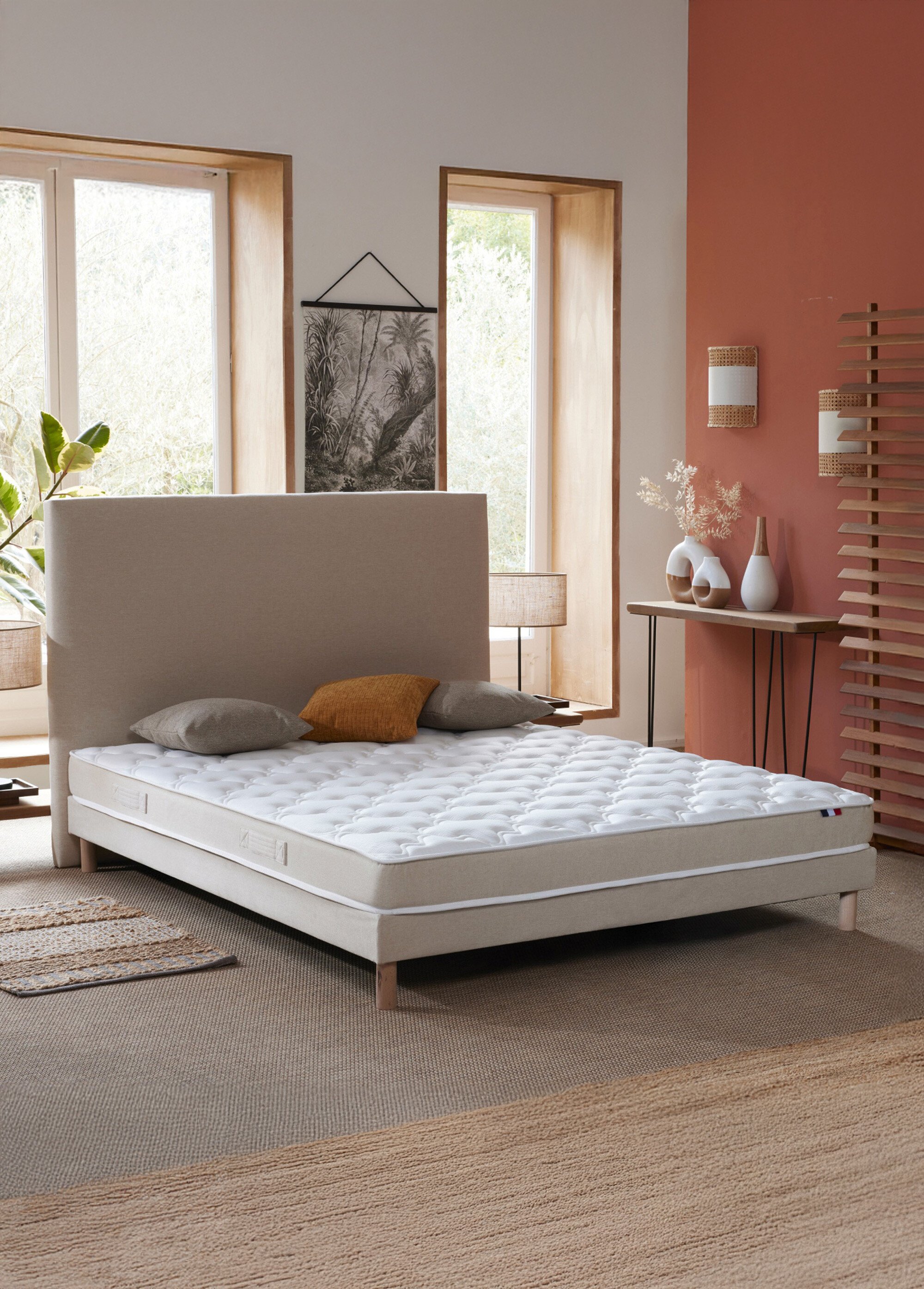 Matelas ferme mousse haute densité, haut. 17/18cm BLANC AFI-LAVANDE SF1