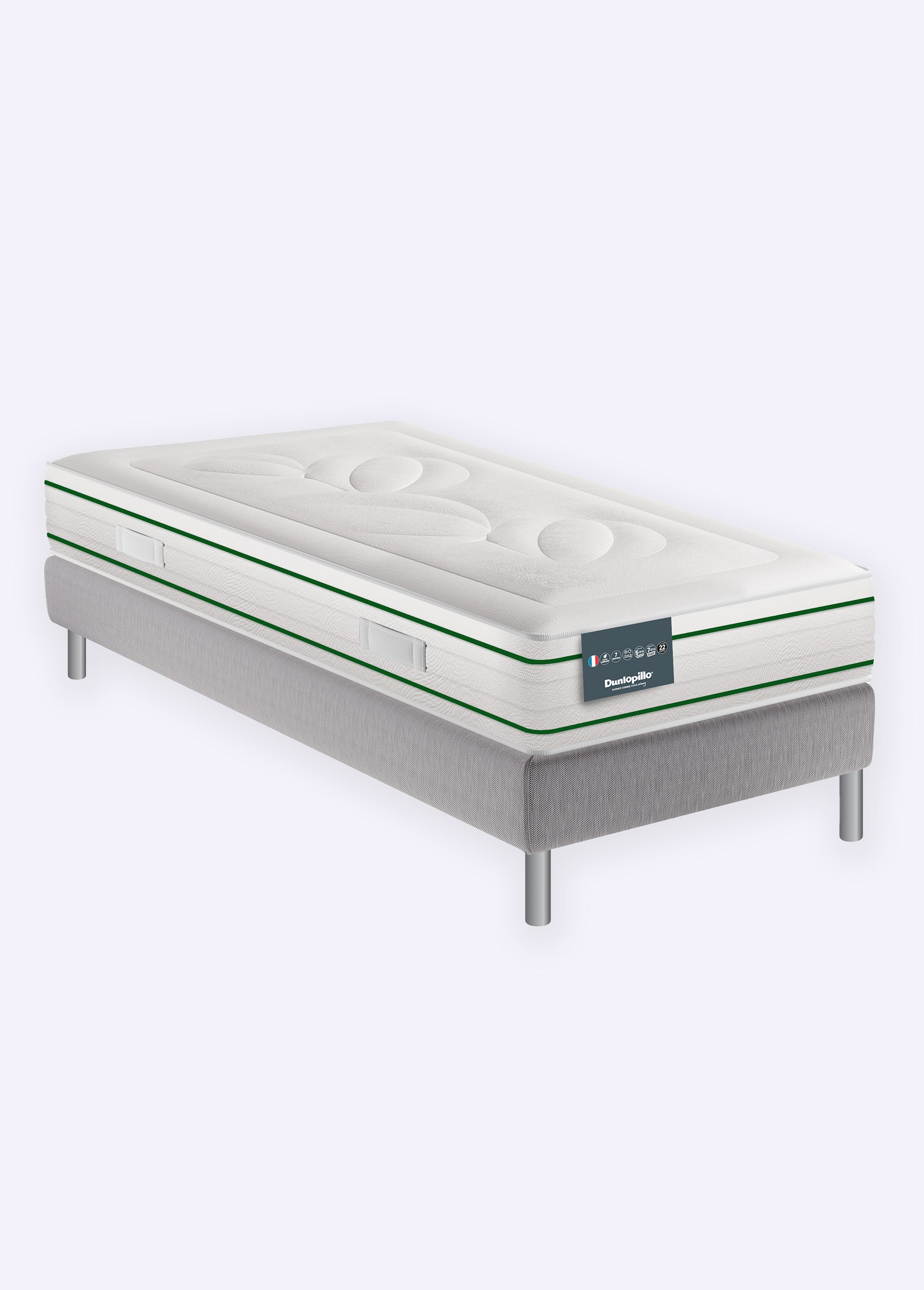 Matelas latex bi face, 7 zones haute résilience, haut. 22cm BLANC DUN-GEN7 DE2