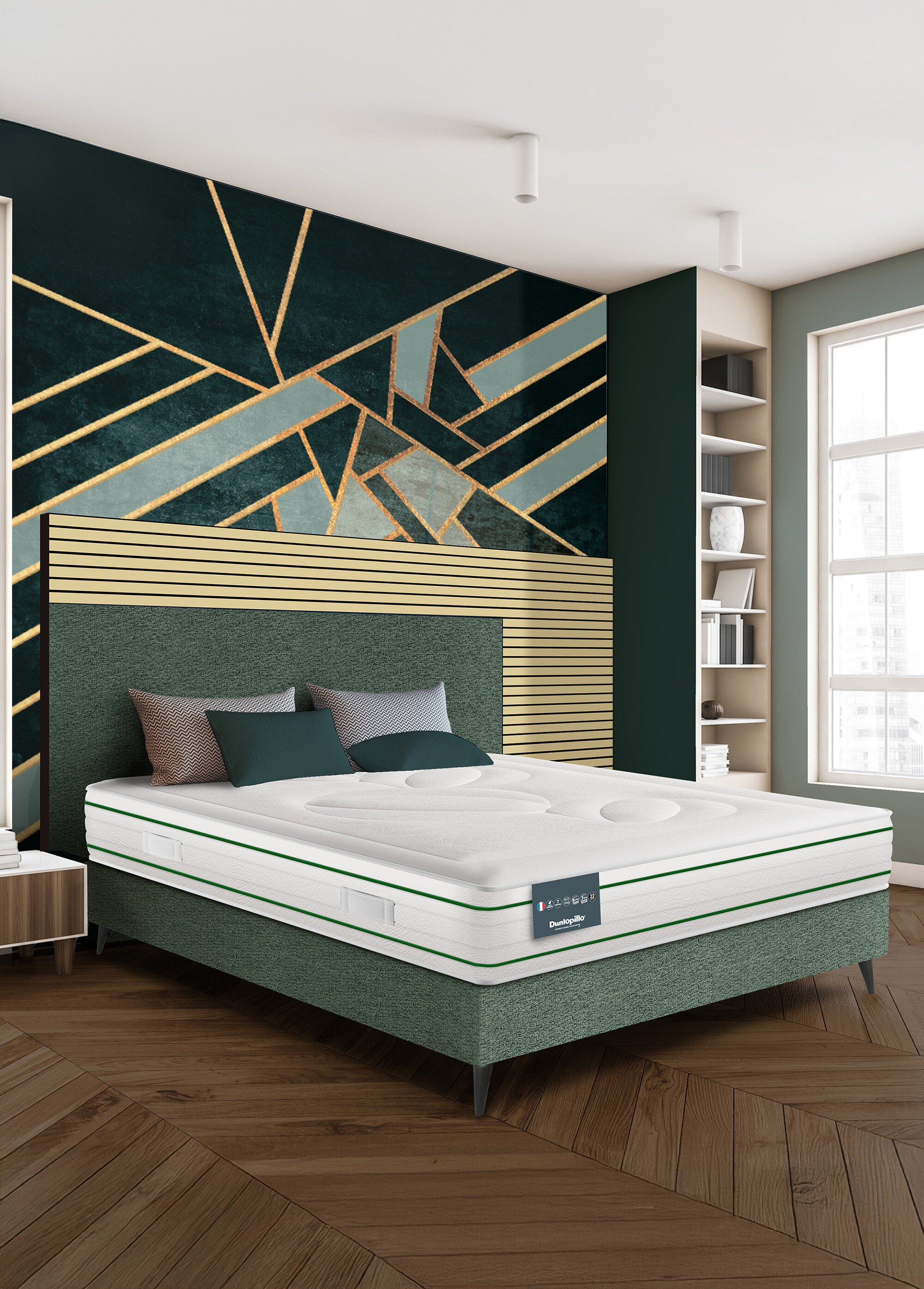 Matelas latex bi face, 7 zones haute résilience, haut. 22cm BLANC DUN-GEN7 SF1
