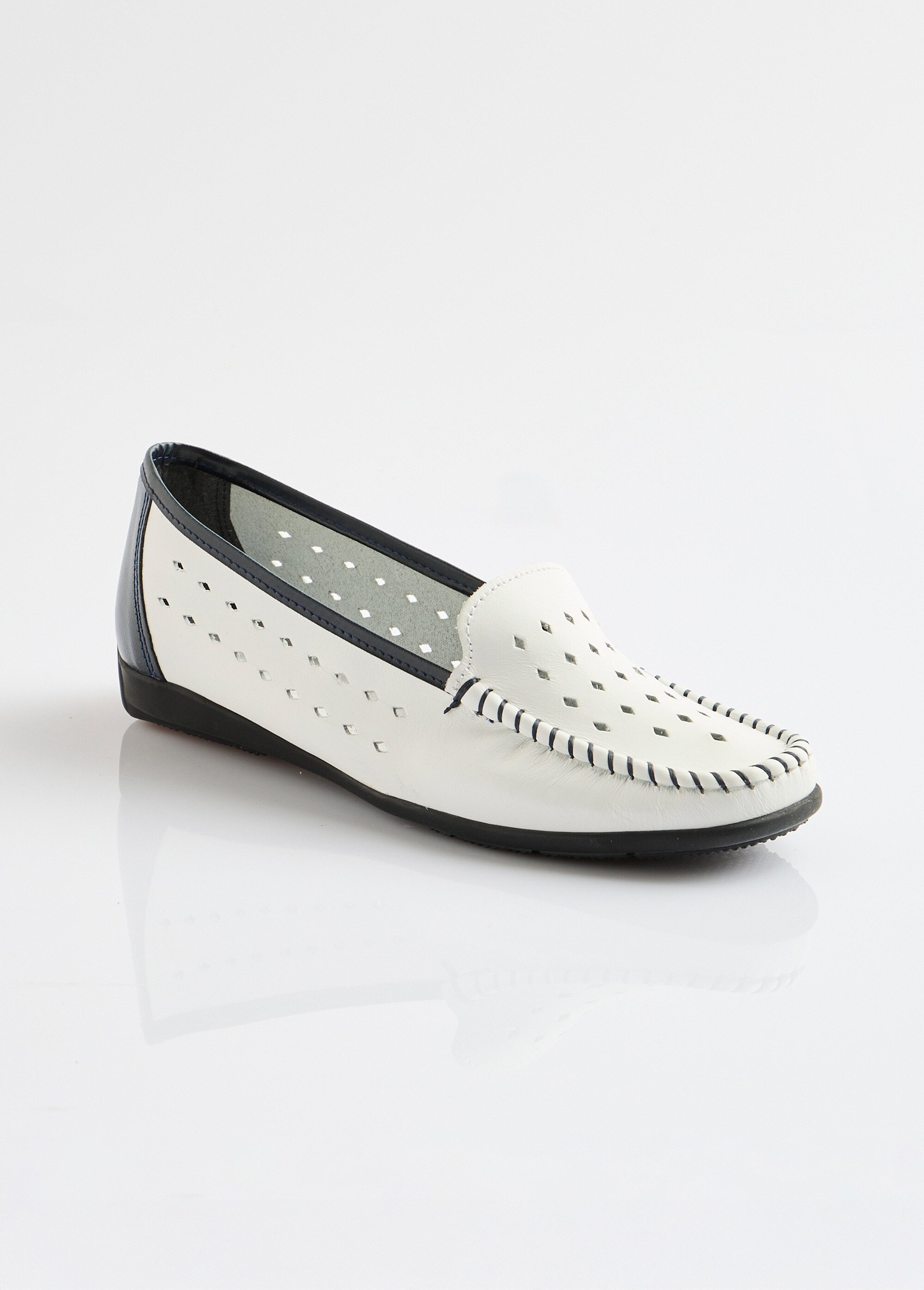Mocassins souples largeur confort cuir Femme Blanc OPINA FA1