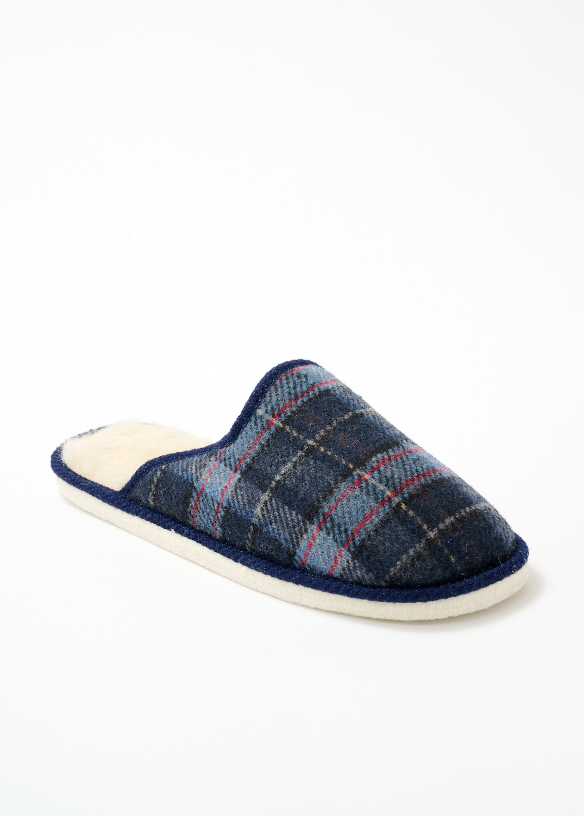 Chaussons mules mixtes tissu écossais