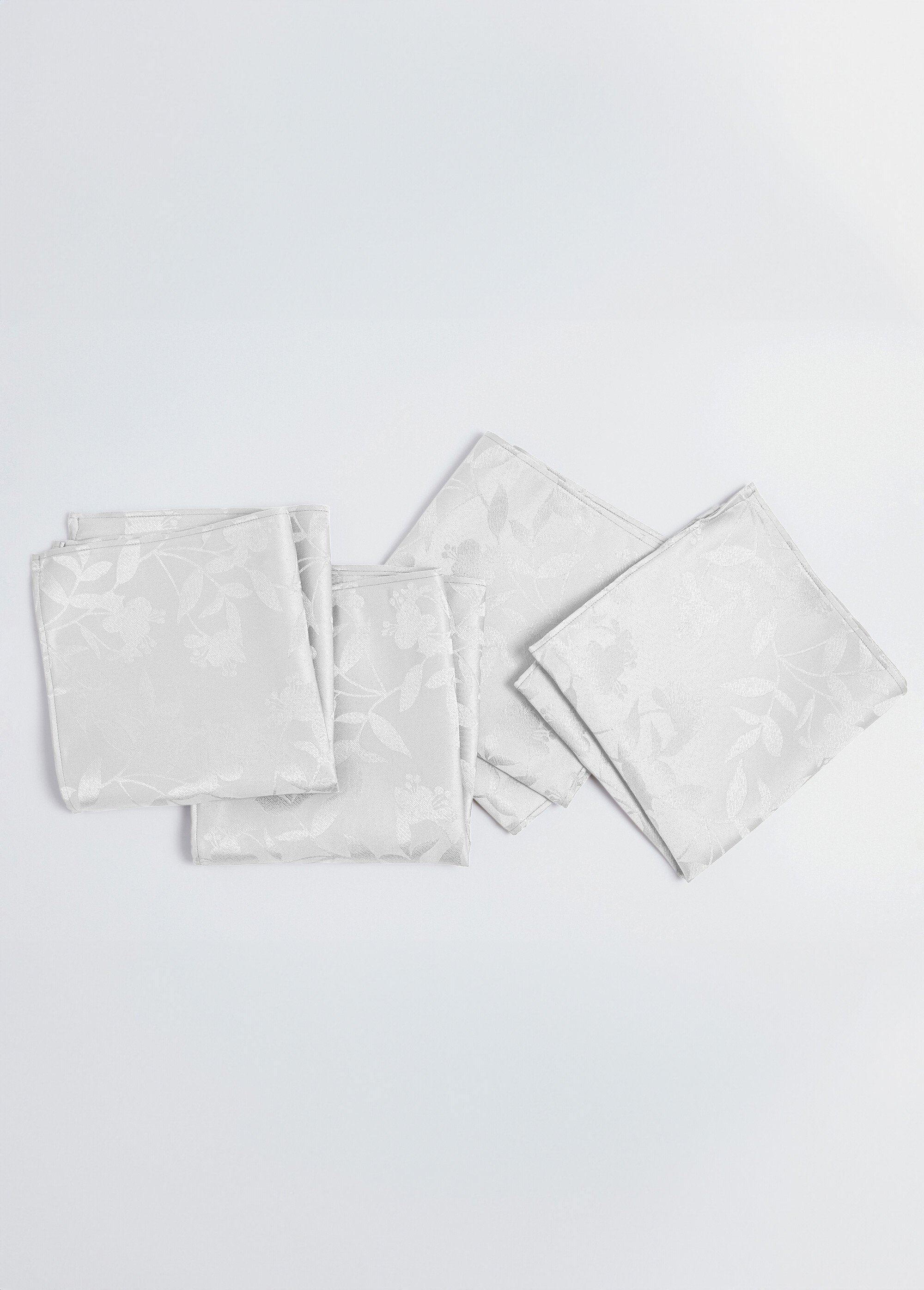 Nappe jacquard damassé végétal Calitex Blanc RITUEL DE1