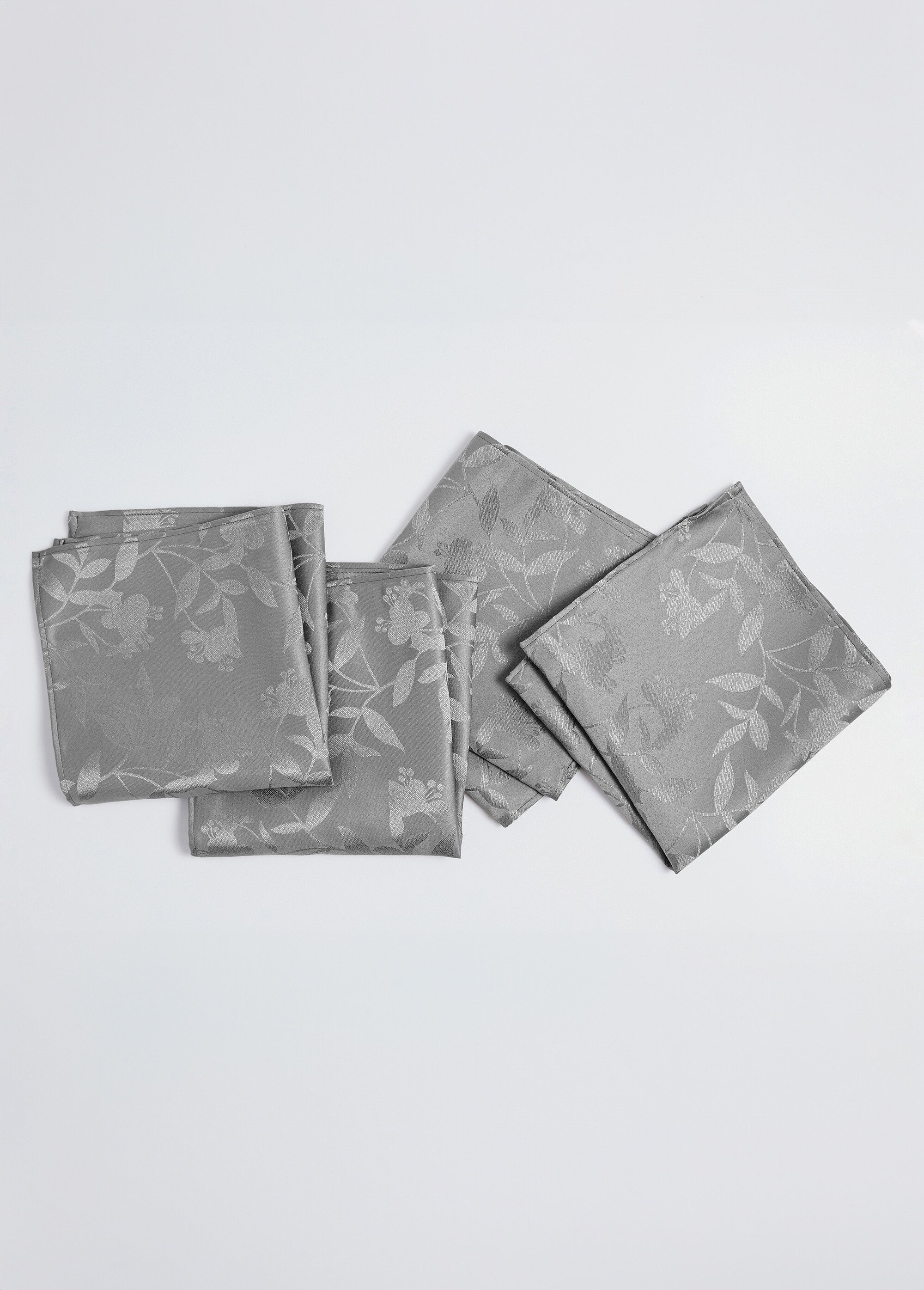 Nappe jacquard damassé végétal Calitex Gris RITUEL DE1