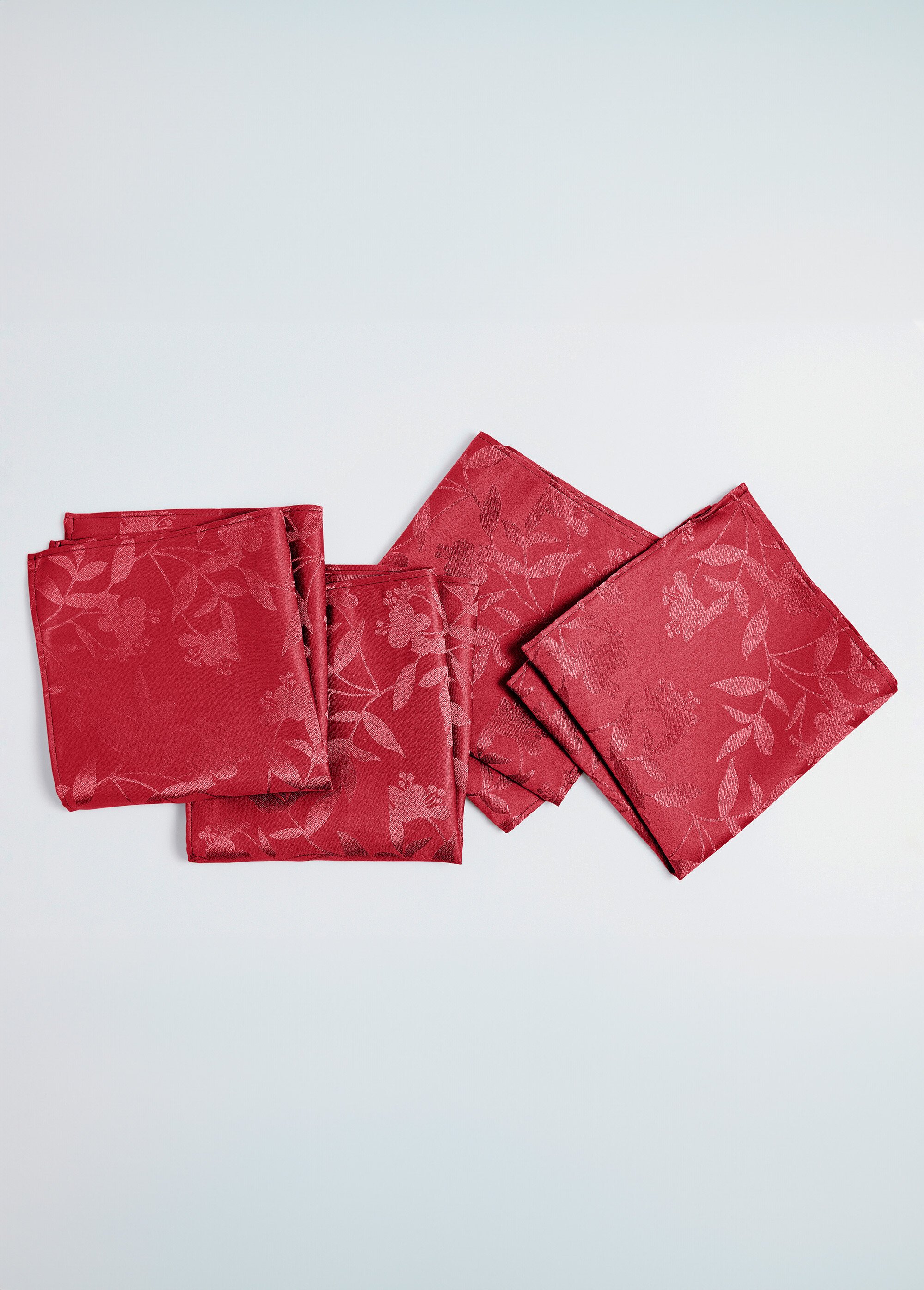 Nappe jacquard damassé végétal Calitex Rouge RITUEL DE1
