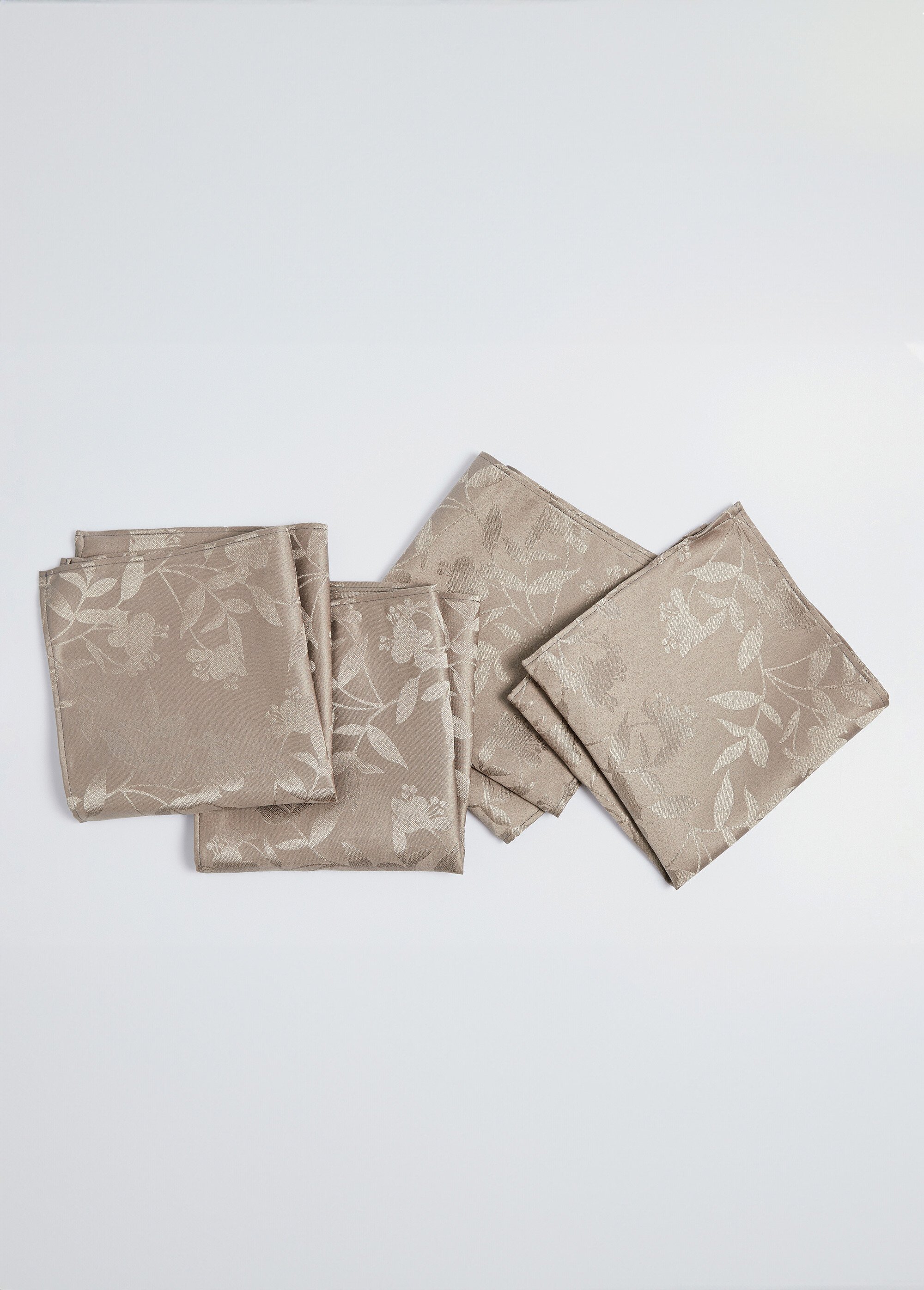 Nappe jacquard damassé végétal Calitex Marron RITUEL DE1