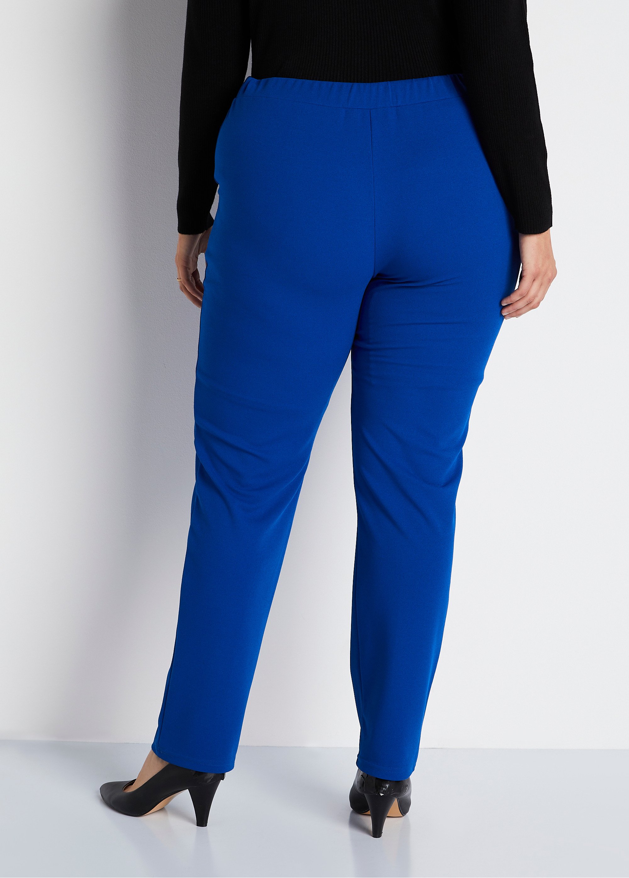 Pantalon droit taille élastiquée maille crêpe