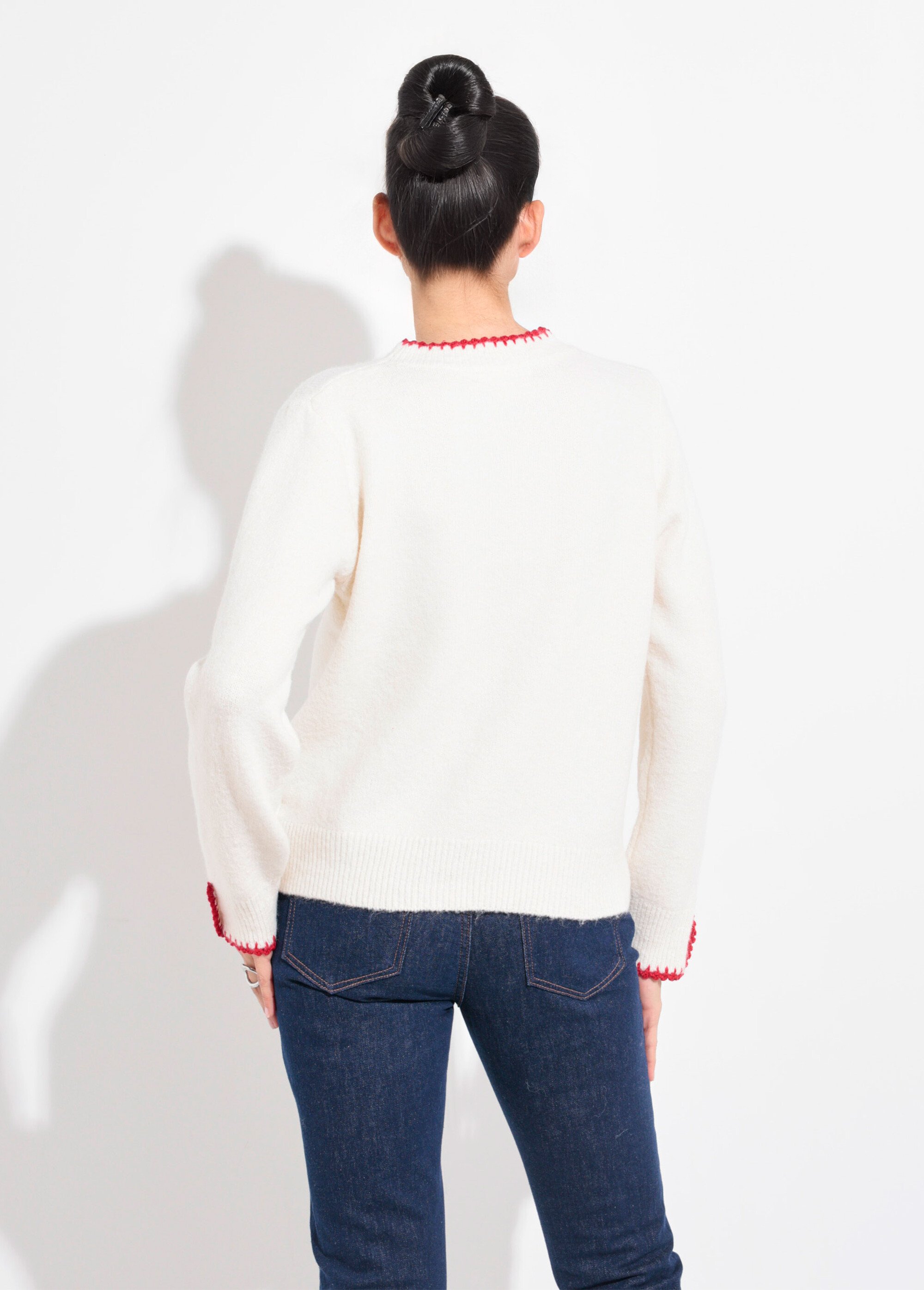 Pull chaud laine, détails façon croquet Femme Beige IA-AR790 DO1