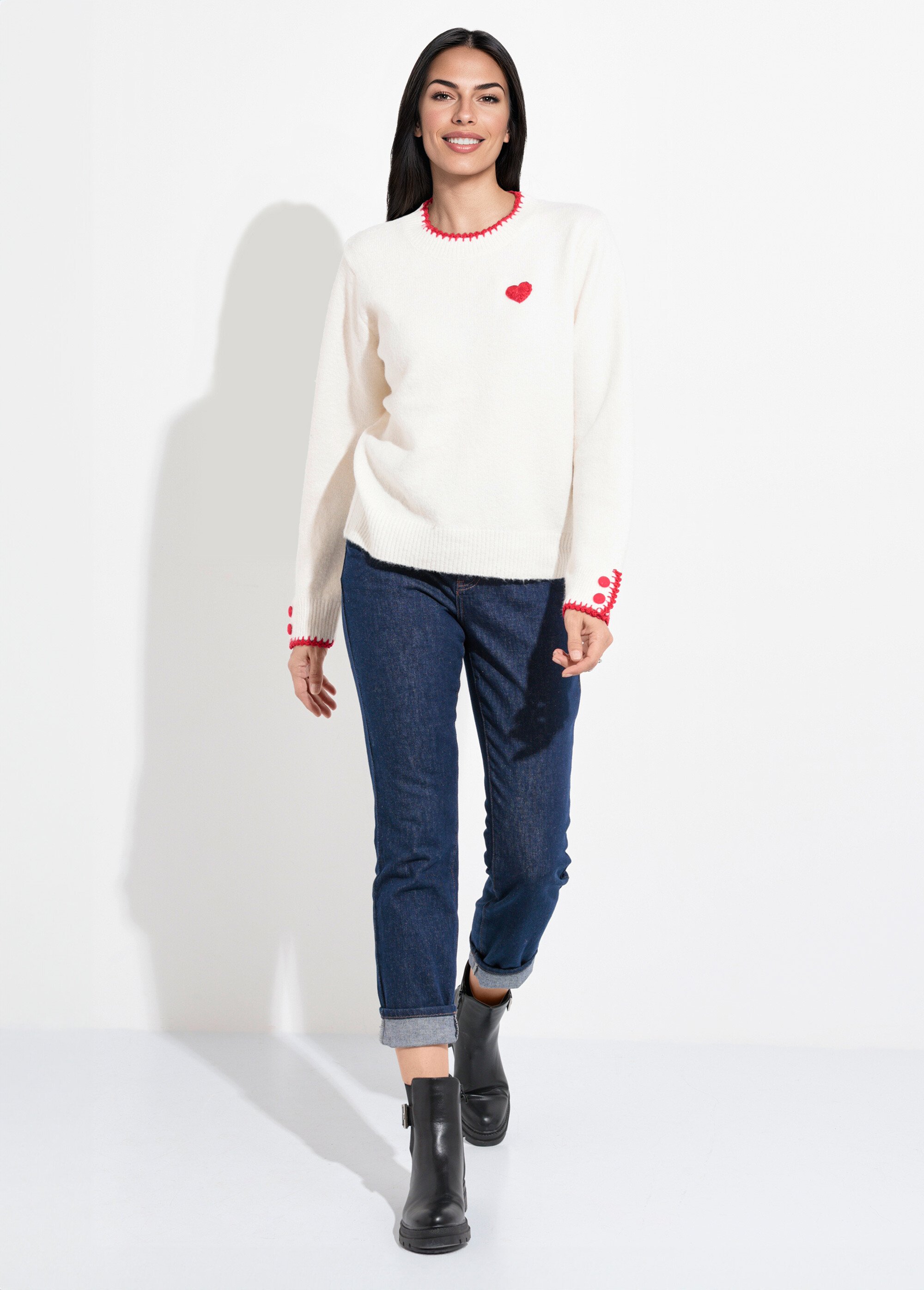 Pull chaud laine, détails façon croquet Femme Beige IA-AR790 SF1