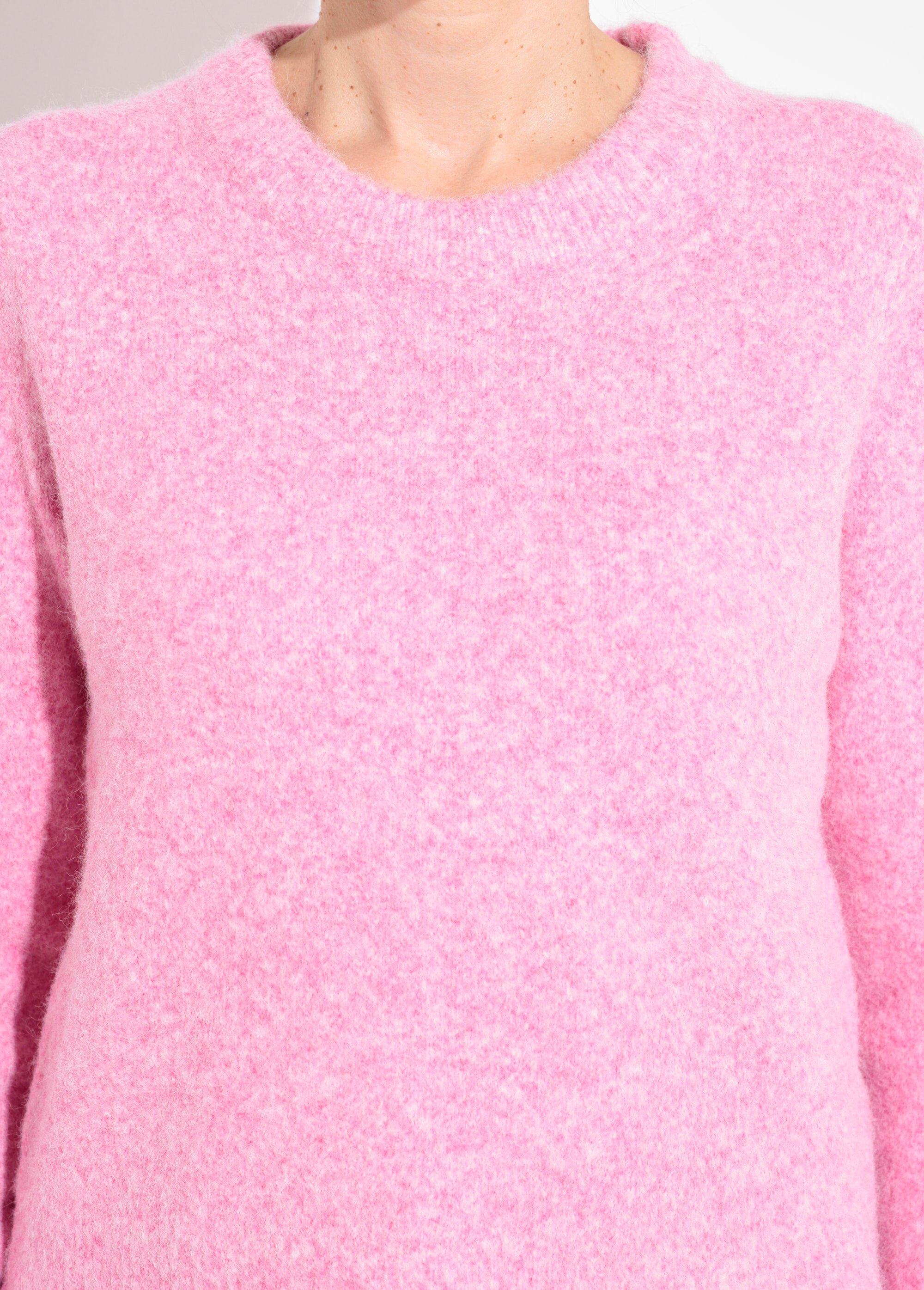 Pull col rond chaud laine duveteux Femme Rose IA-AR784 DE1
