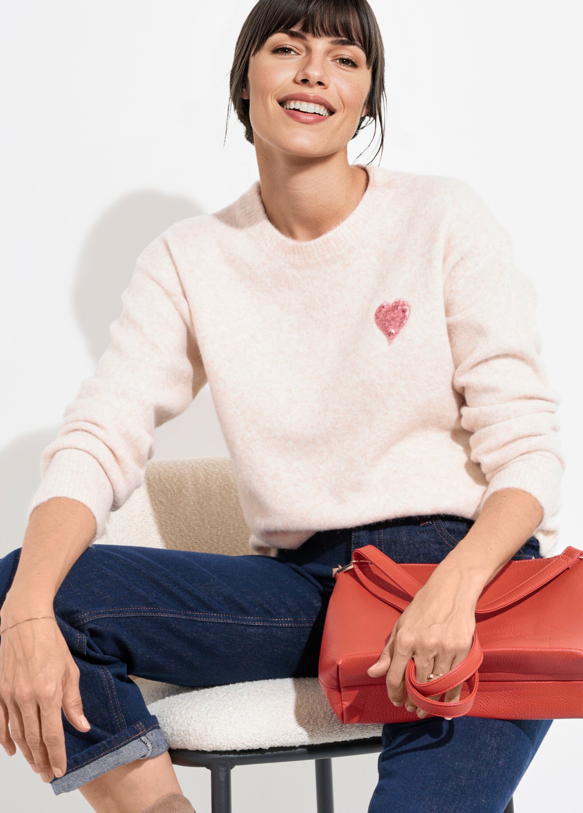 Pull col rond détail motif sequins