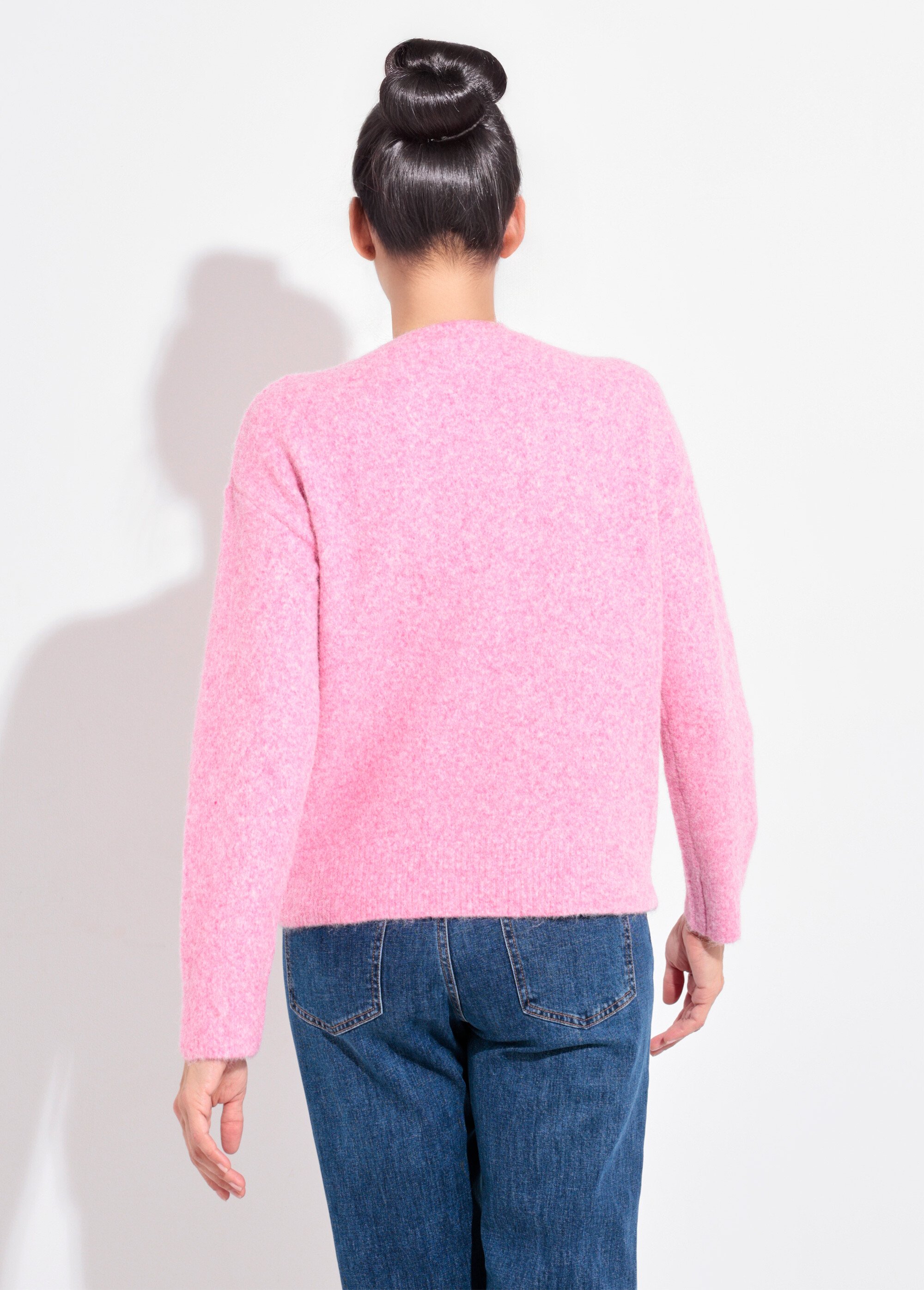 Pull col rond détail motif sequins Femme Rose IA-AR778 DO1