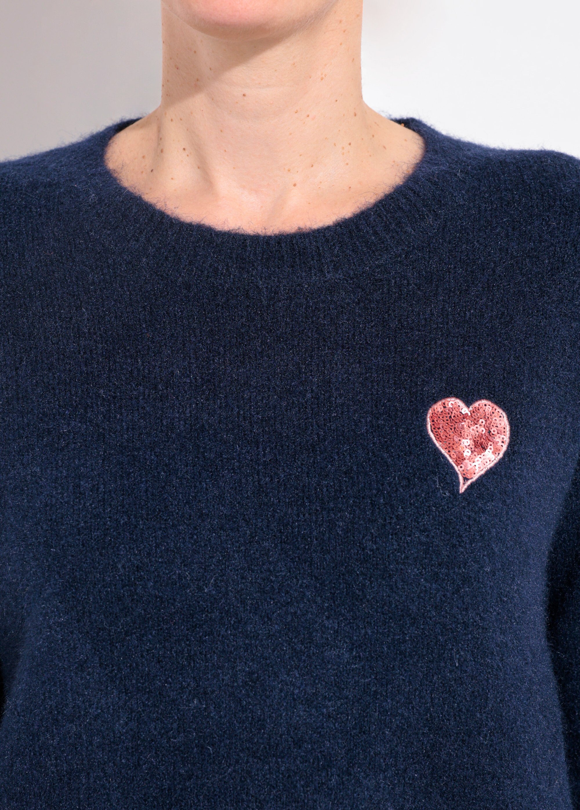 Pull col rond détail motif sequins Femme Bleu IA-AR778 DE1