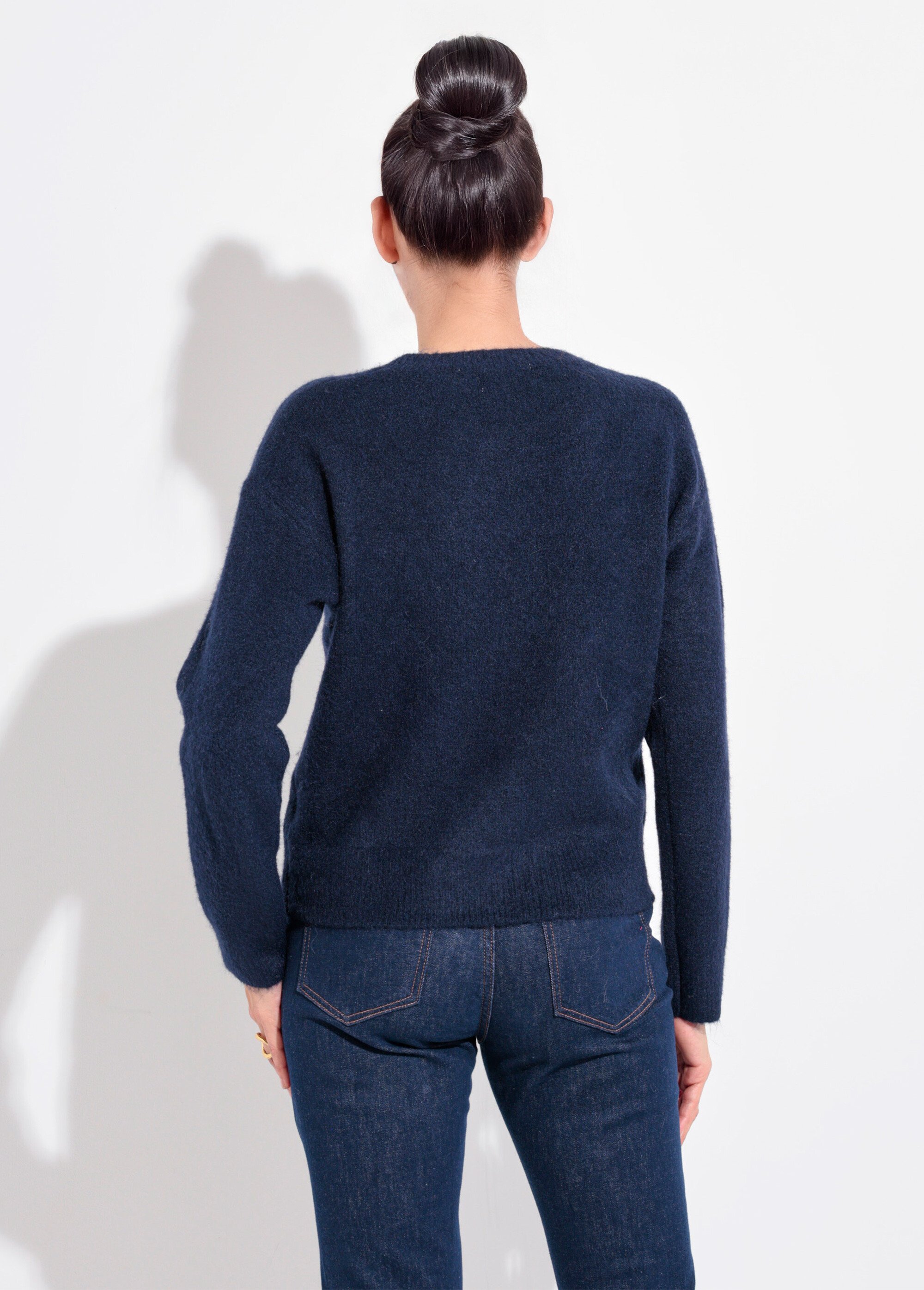 Pull col rond détail motif sequins Femme Bleu IA-AR778 DO1