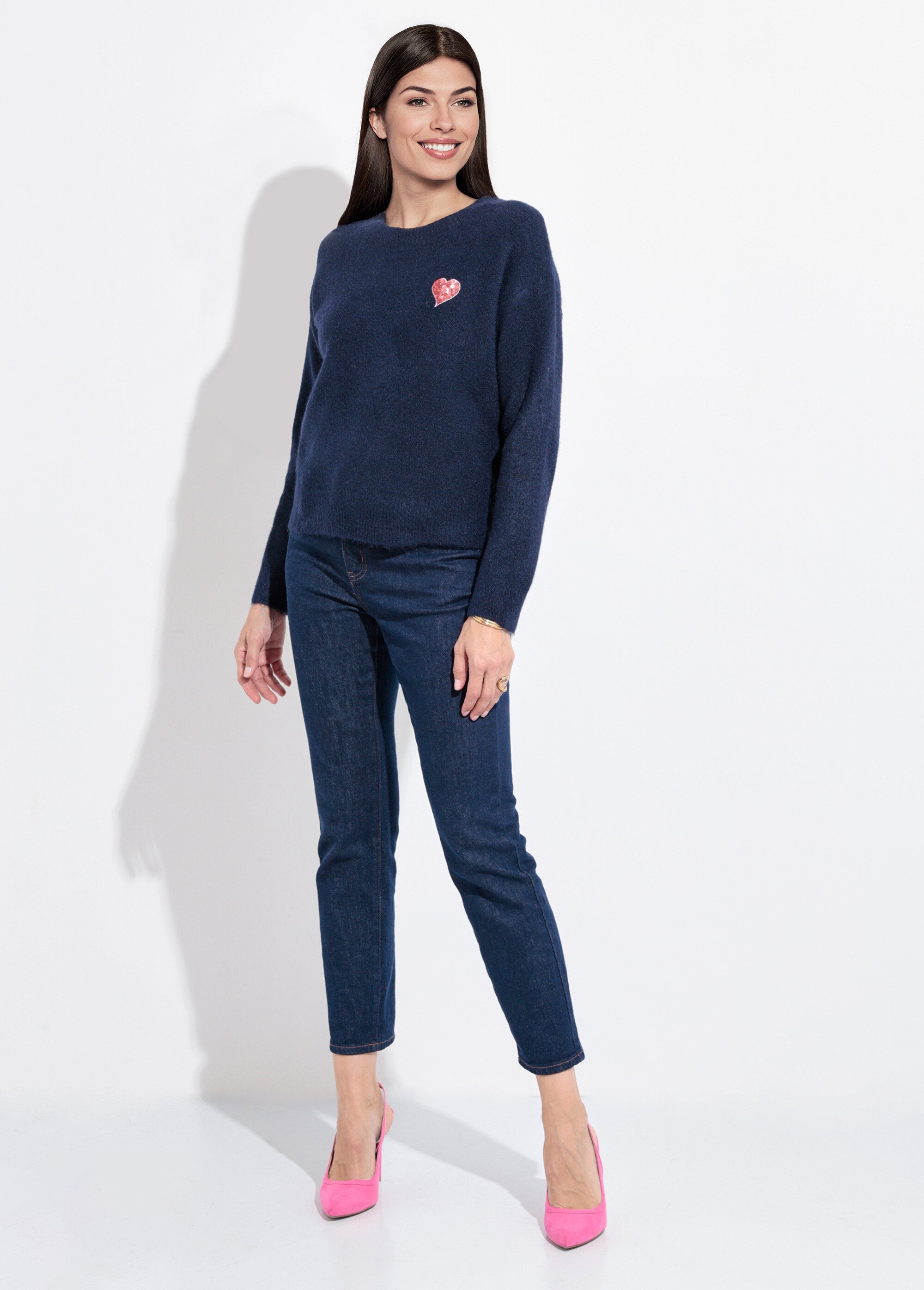 Pull col rond détail motif sequins Femme Bleu IA-AR778 SF1