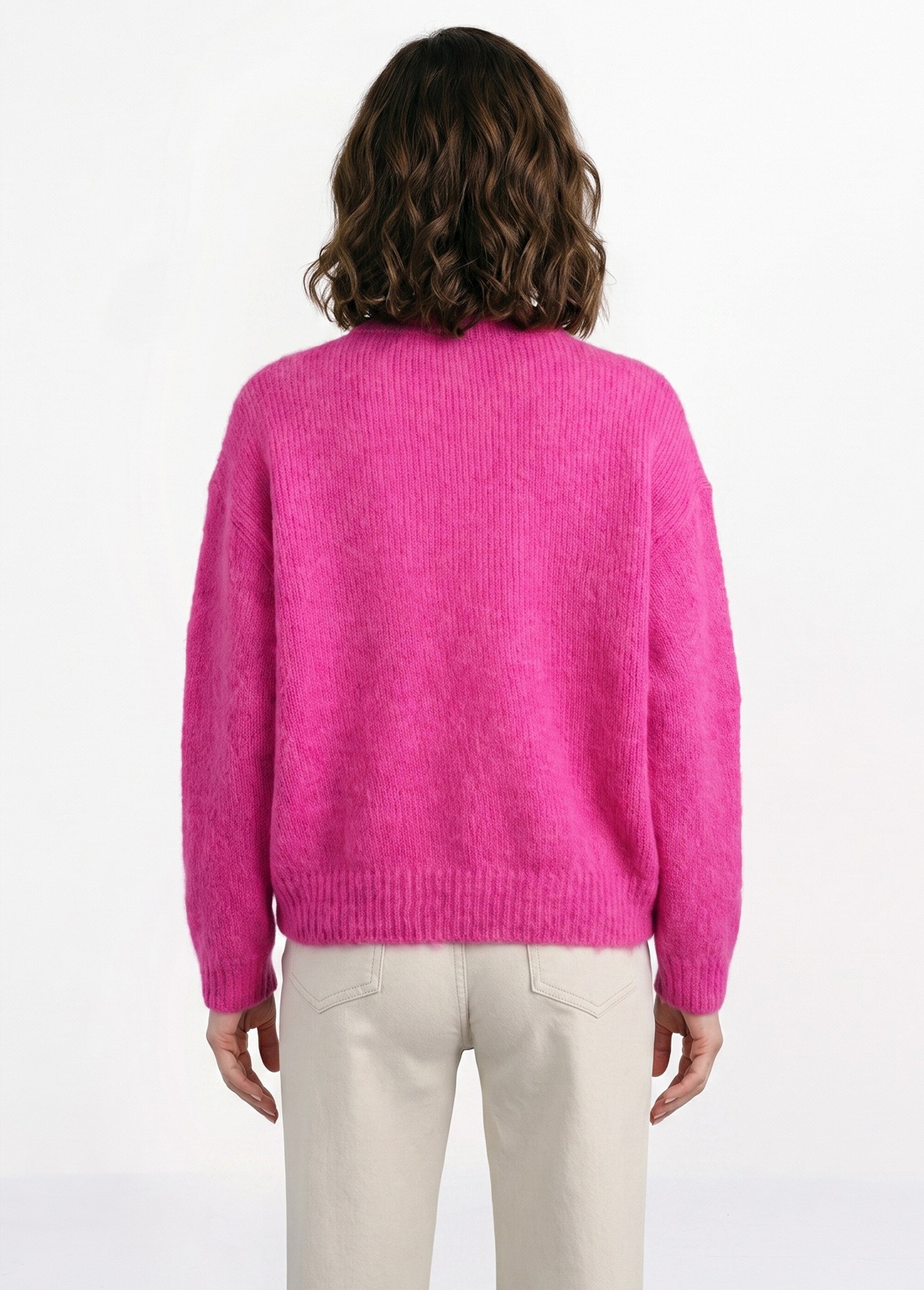 Pull col rond manches longues avec laine Femme Rose IA-AR1116 DO1