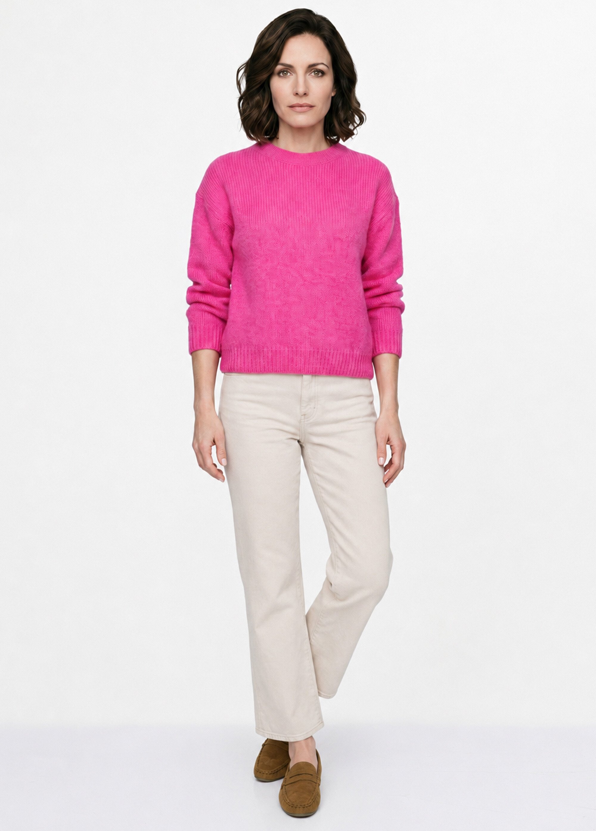 Pull col rond manches longues avec laine Femme Rose IA-AR1116 SI1