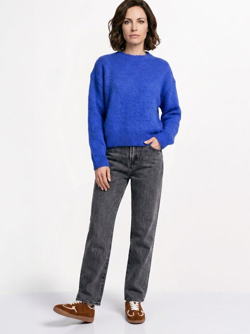 Pull col rond manches longues avec laine Femme Bleu IA-AR1116 SI1