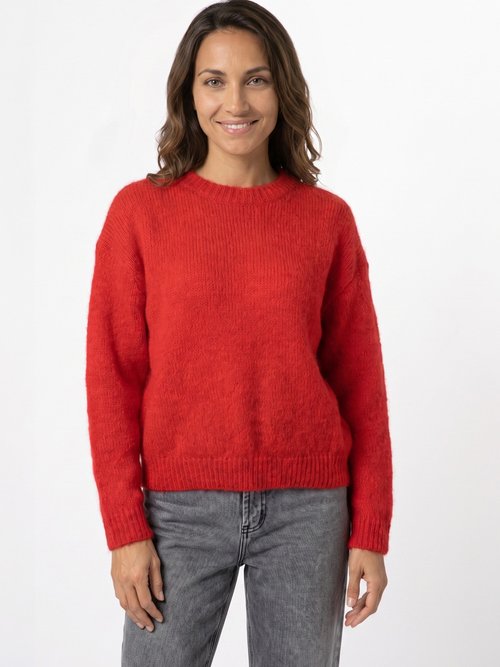Pull col rond manches longues avec laine Femme Rouge IA-AR1116 FA1