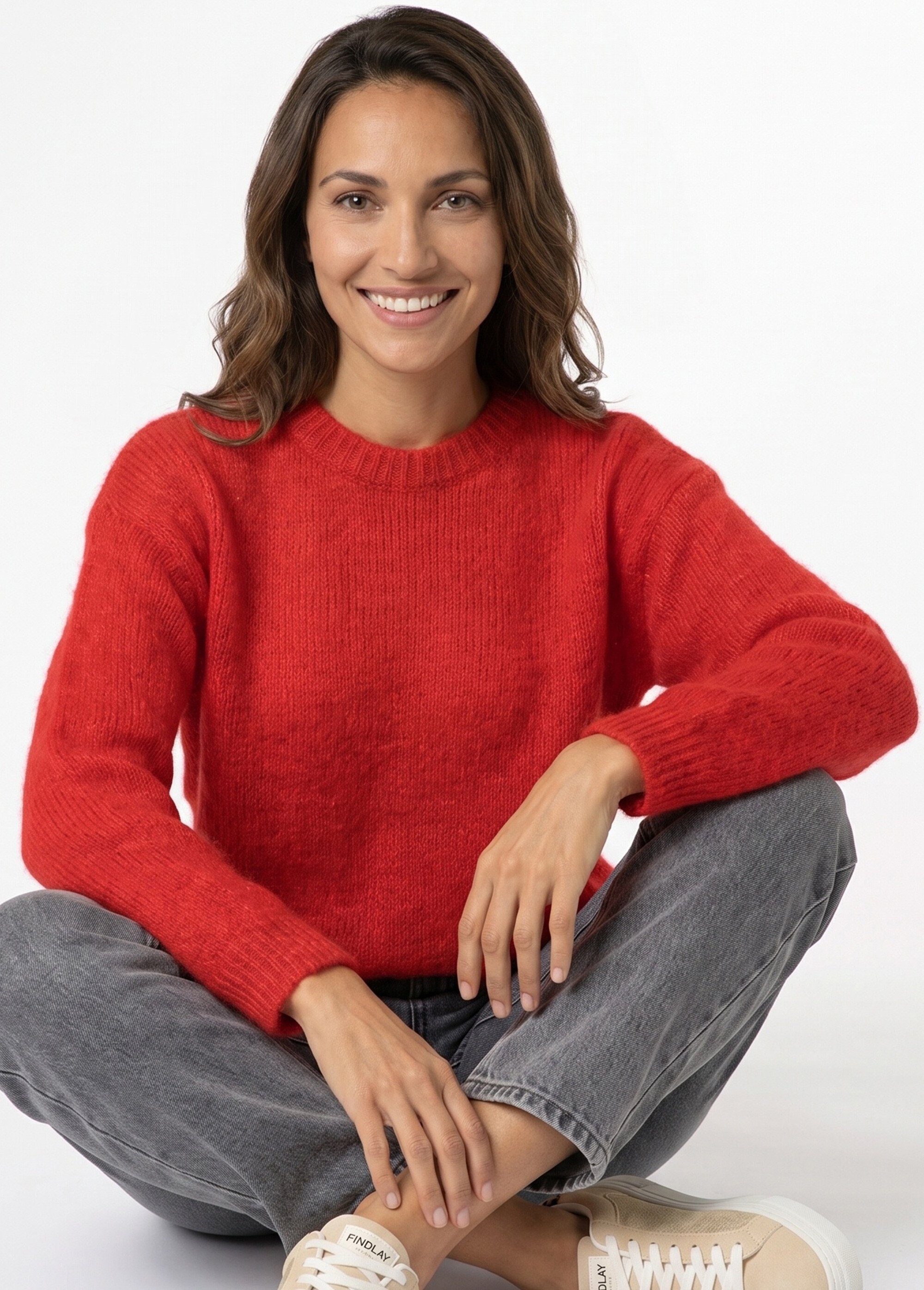 Pull col rond manches longues avec laine