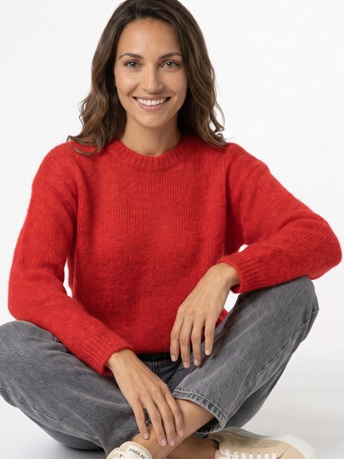 Pull col rond manches longues avec laine Femme Rouge IA-AR1116 MV1