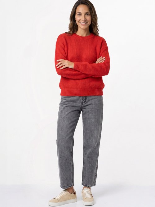 Pull col rond manches longues avec laine Femme Rouge IA-AR1116 SI1