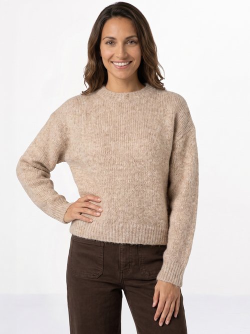 Pull col rond manches longues avec laine Femme Beige IA-AR1116 FA1