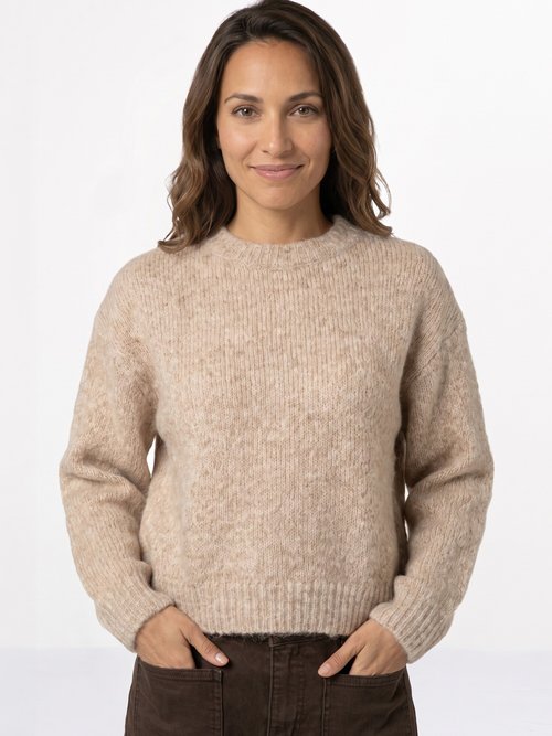 Pull col rond manches longues avec laine Femme Beige IA-AR1116 MV1