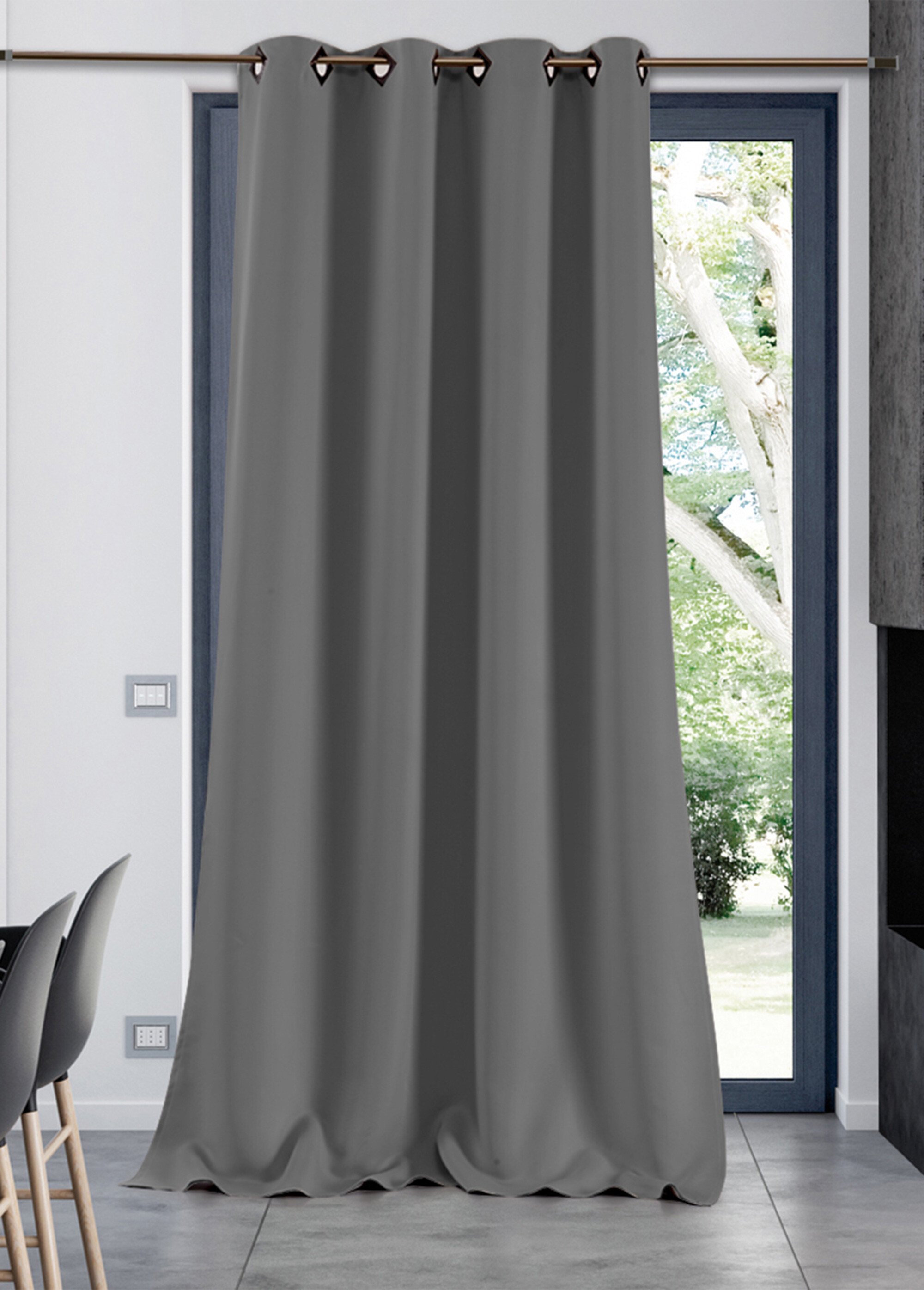 Rideau occultant uni prêt à poser 140 x 250 cm Gris RICHET FA1