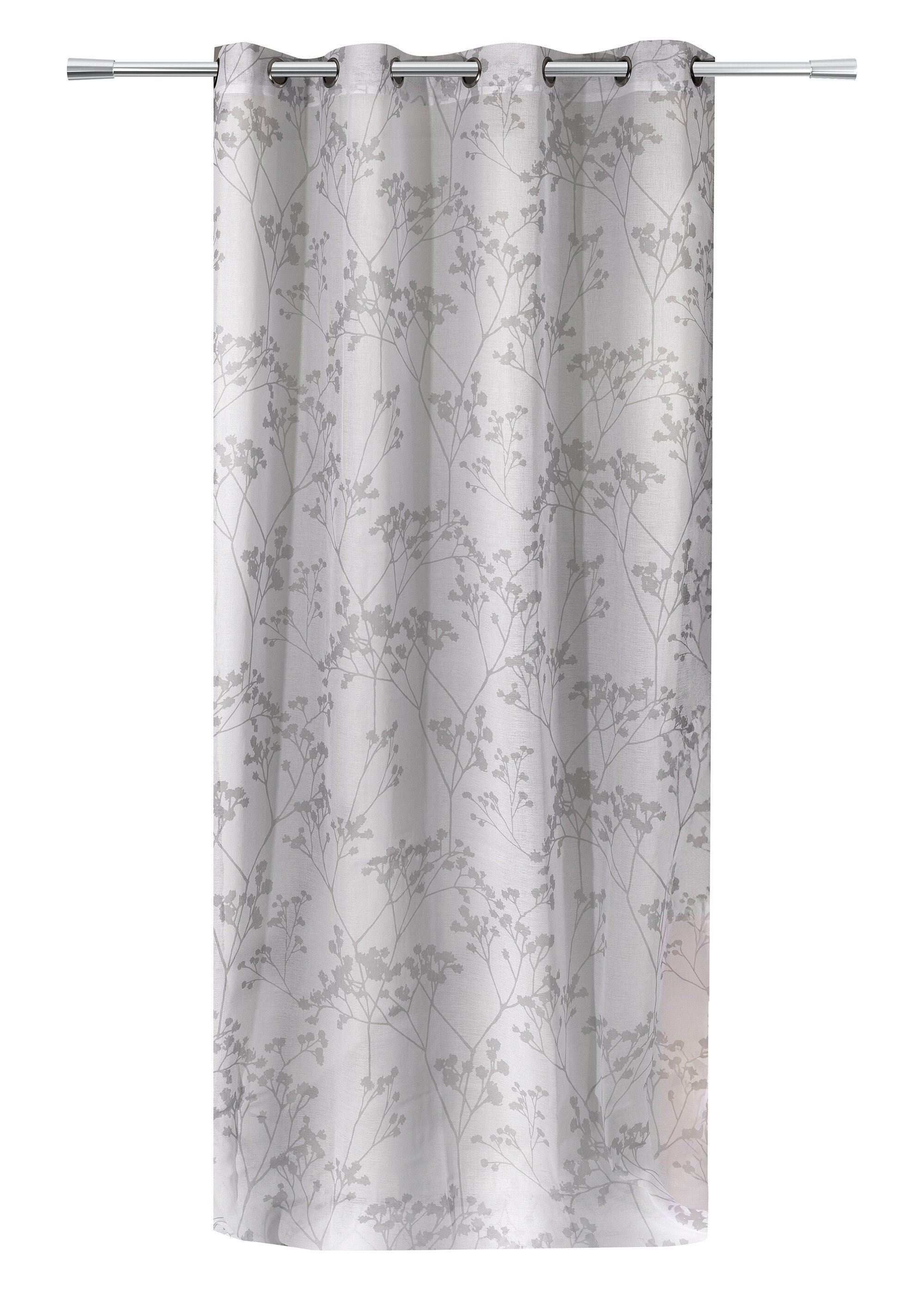 Rideau tamisant imprimé prêt à poser 140 x 240 cm Gris REYNA FA1