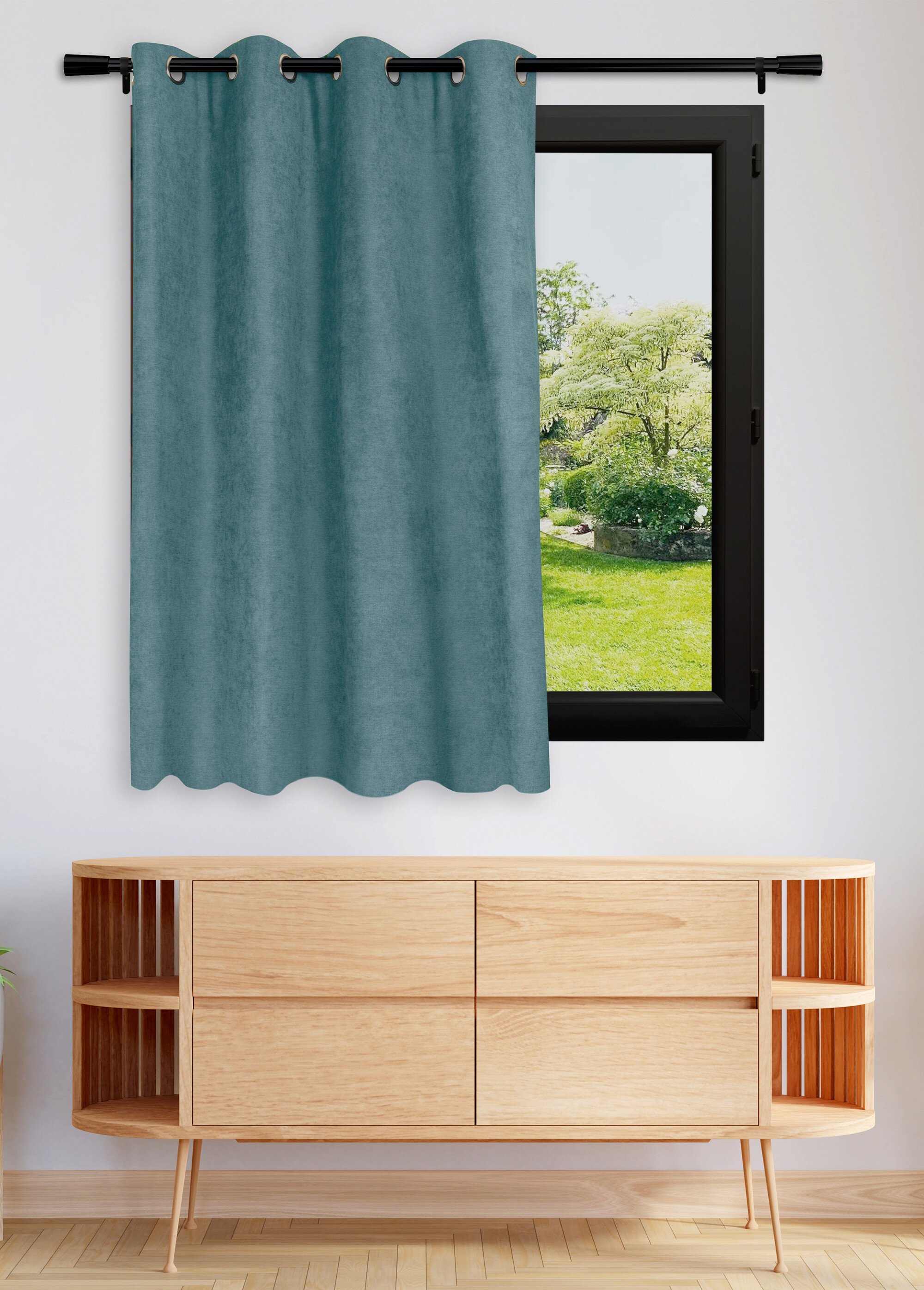 Rideau thermique occultant tissage jacquard finition oeillets Vert RUTA FA2